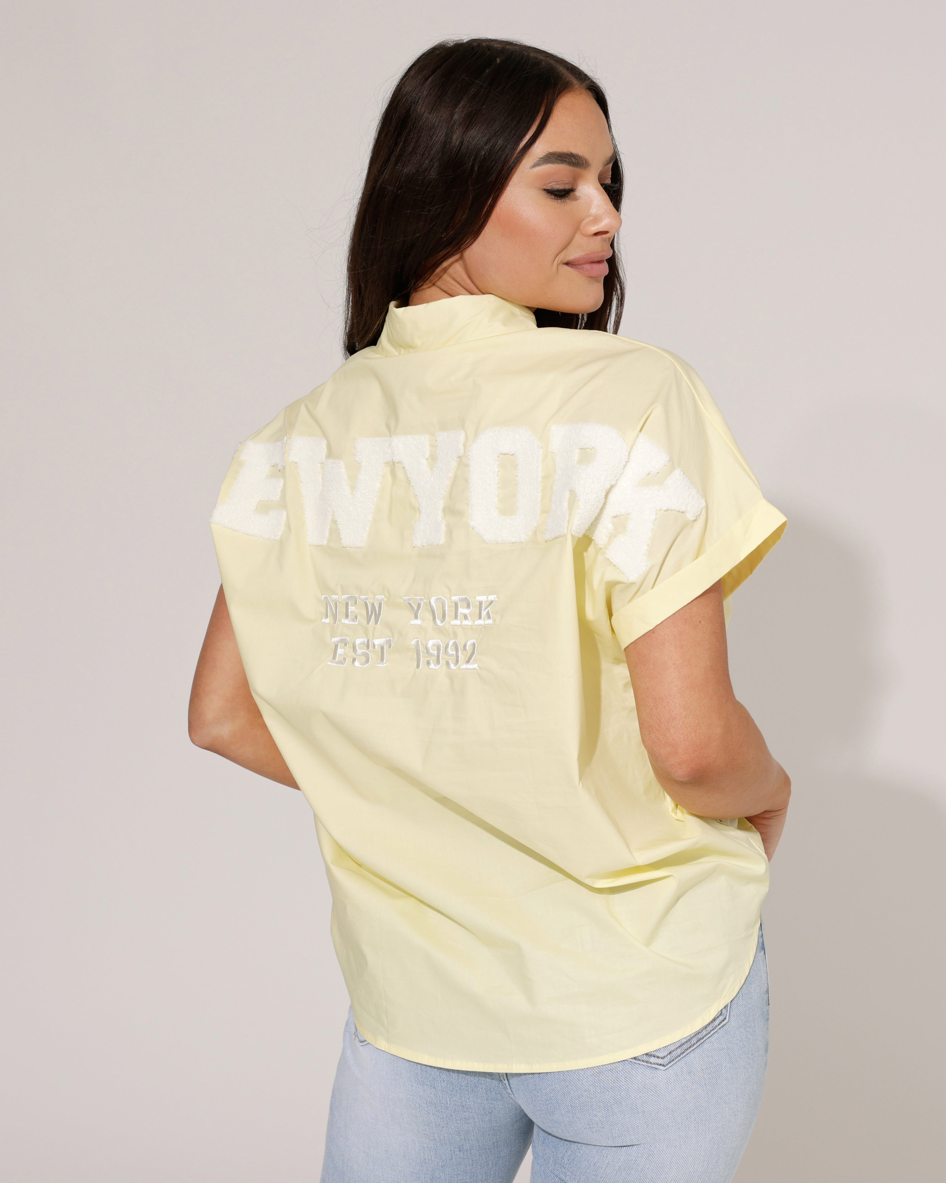 Effen blouse New York Geel
