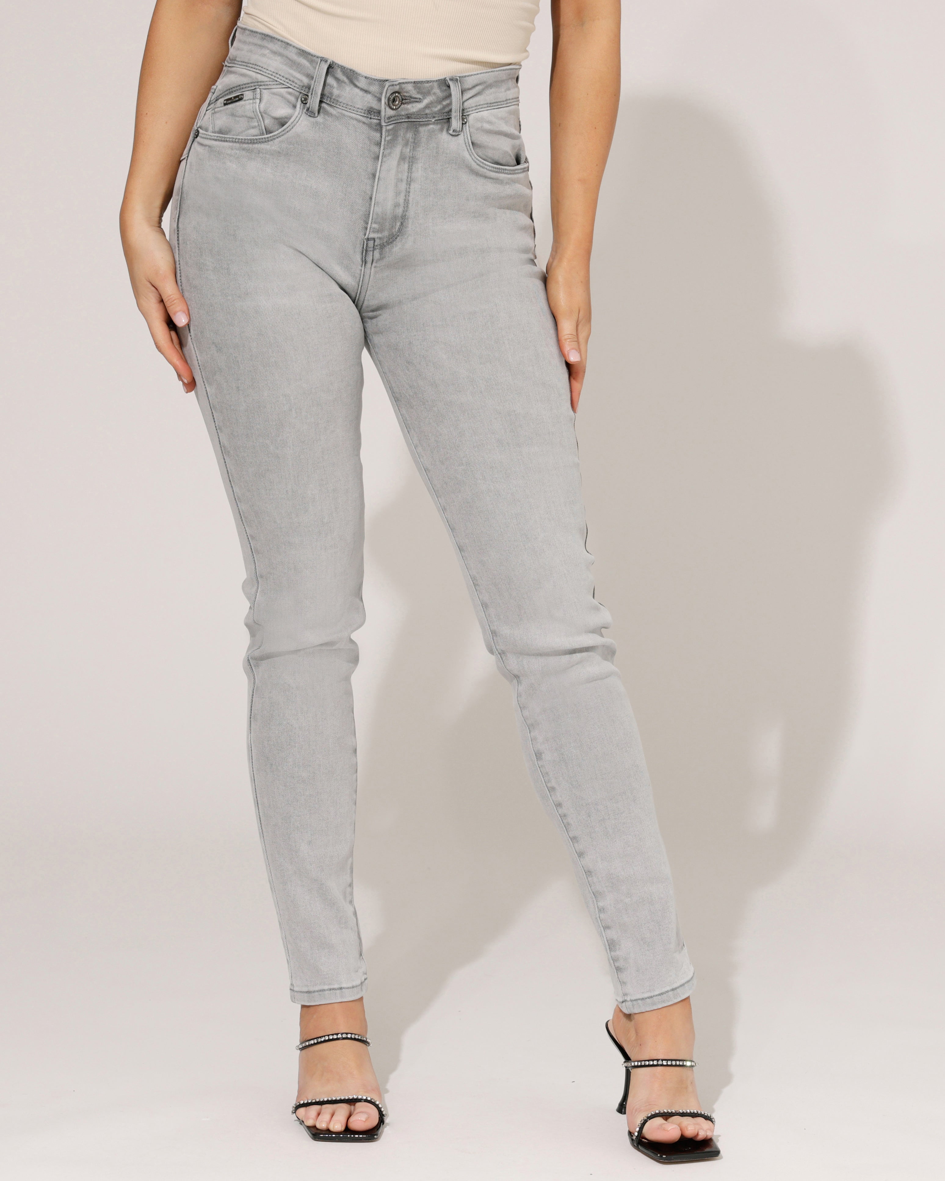 Norfy | Skinny jeans push up Pip-1 Grijs