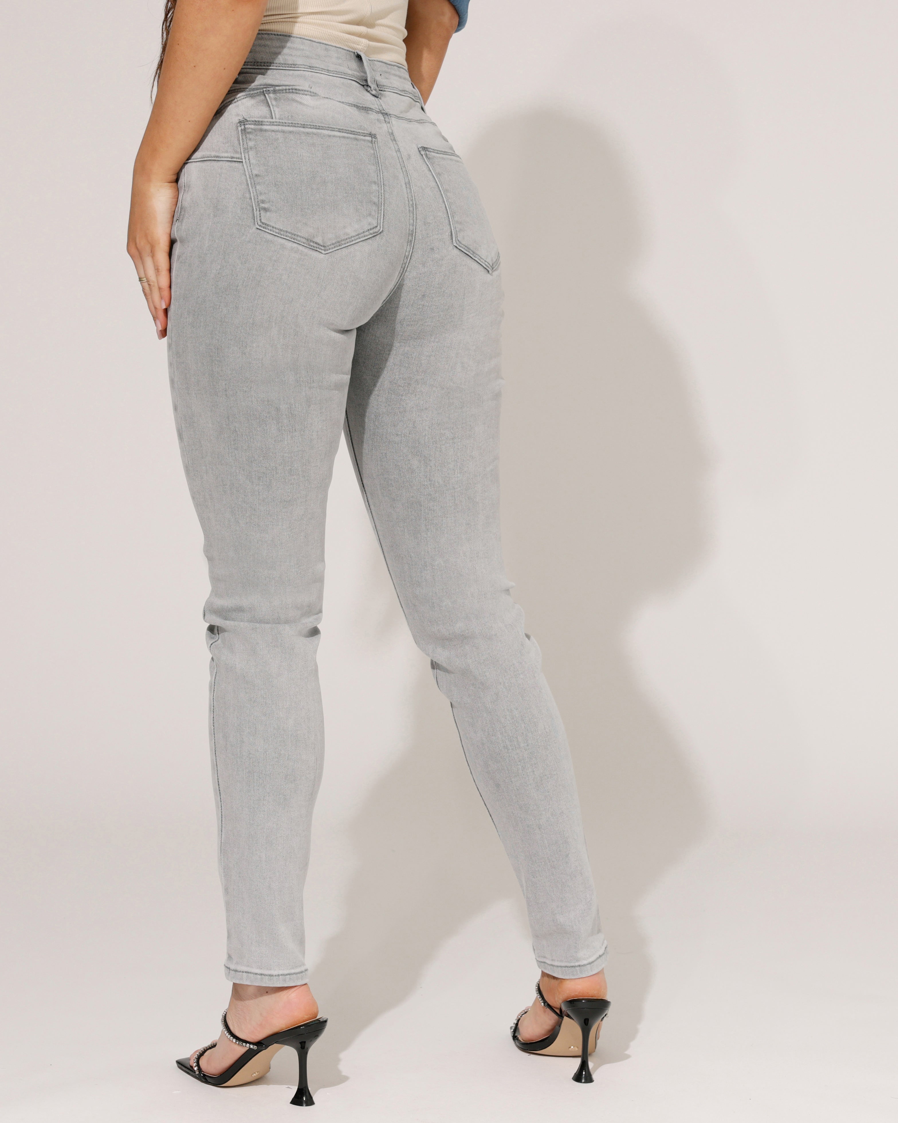 Norfy | Skinny jeans push up Pip-1 Grijs