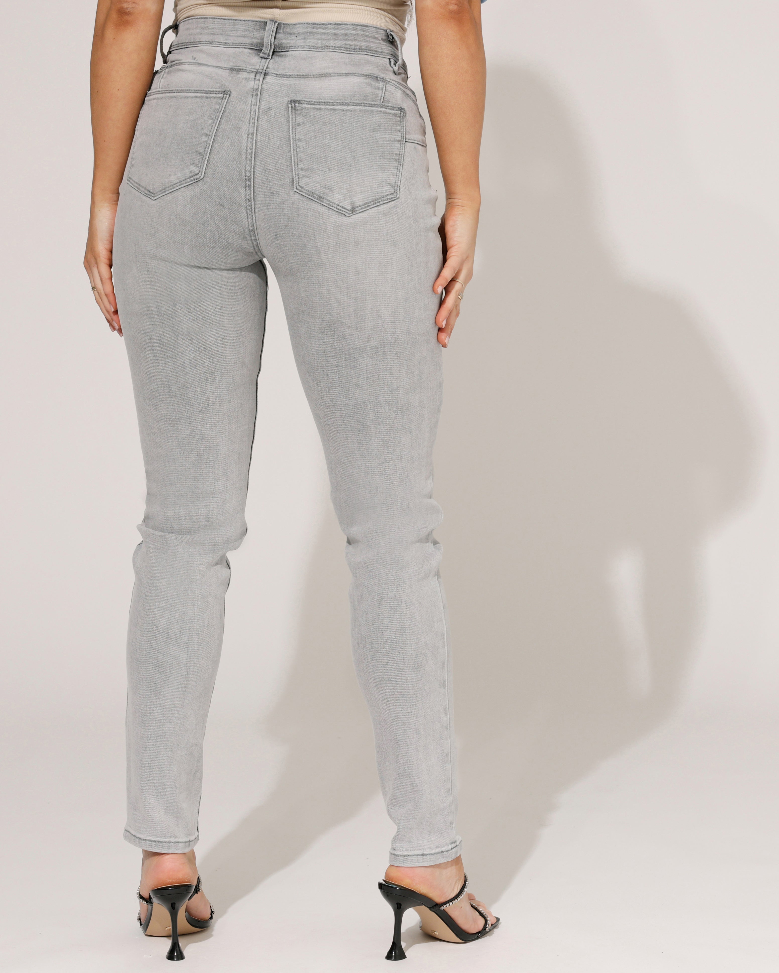 Norfy | Skinny jeans push up Pip-1 Grijs