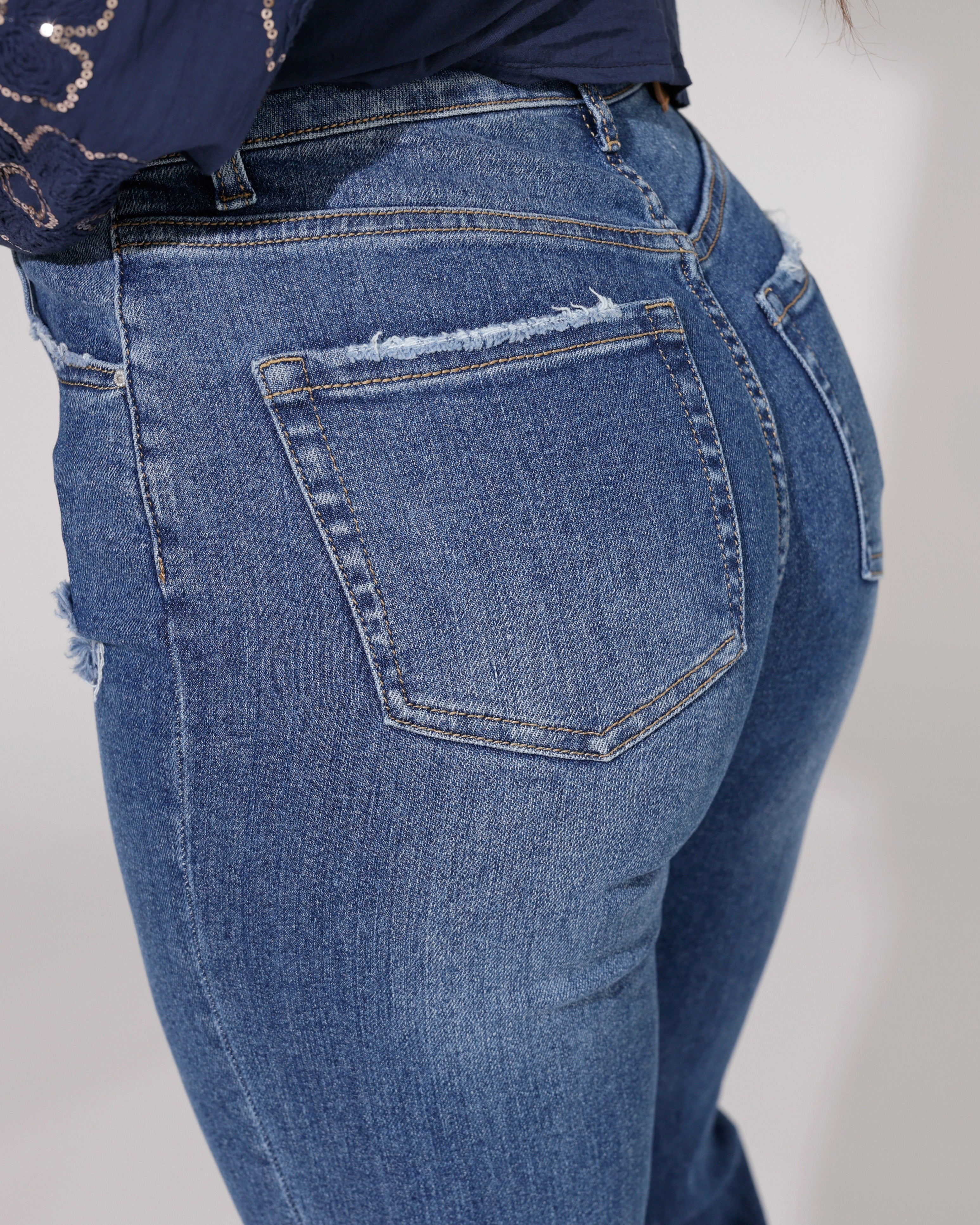 Queen Hearts | Mom jeans Selena Blauw
