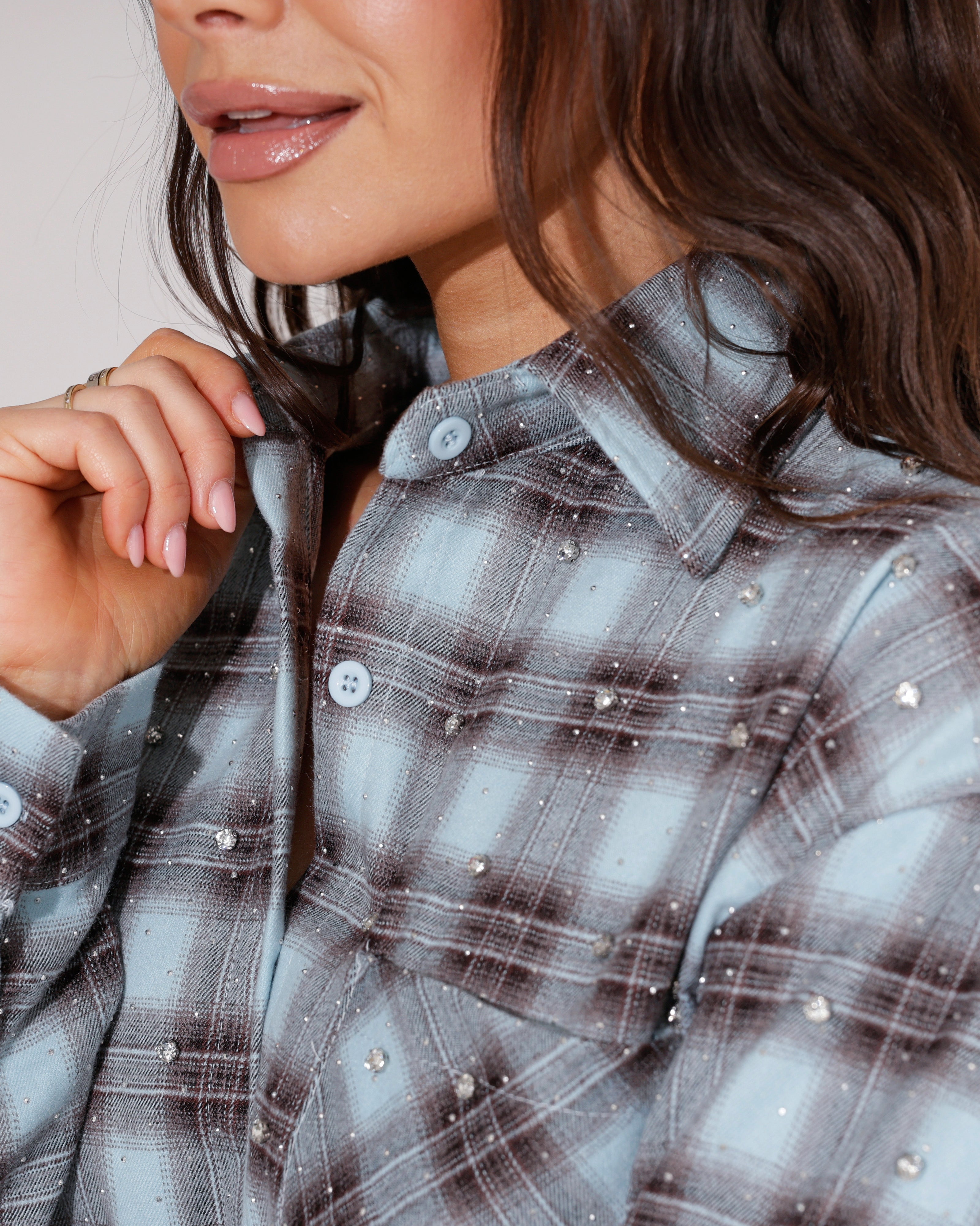 Geruite blouse Sterre Turquoise