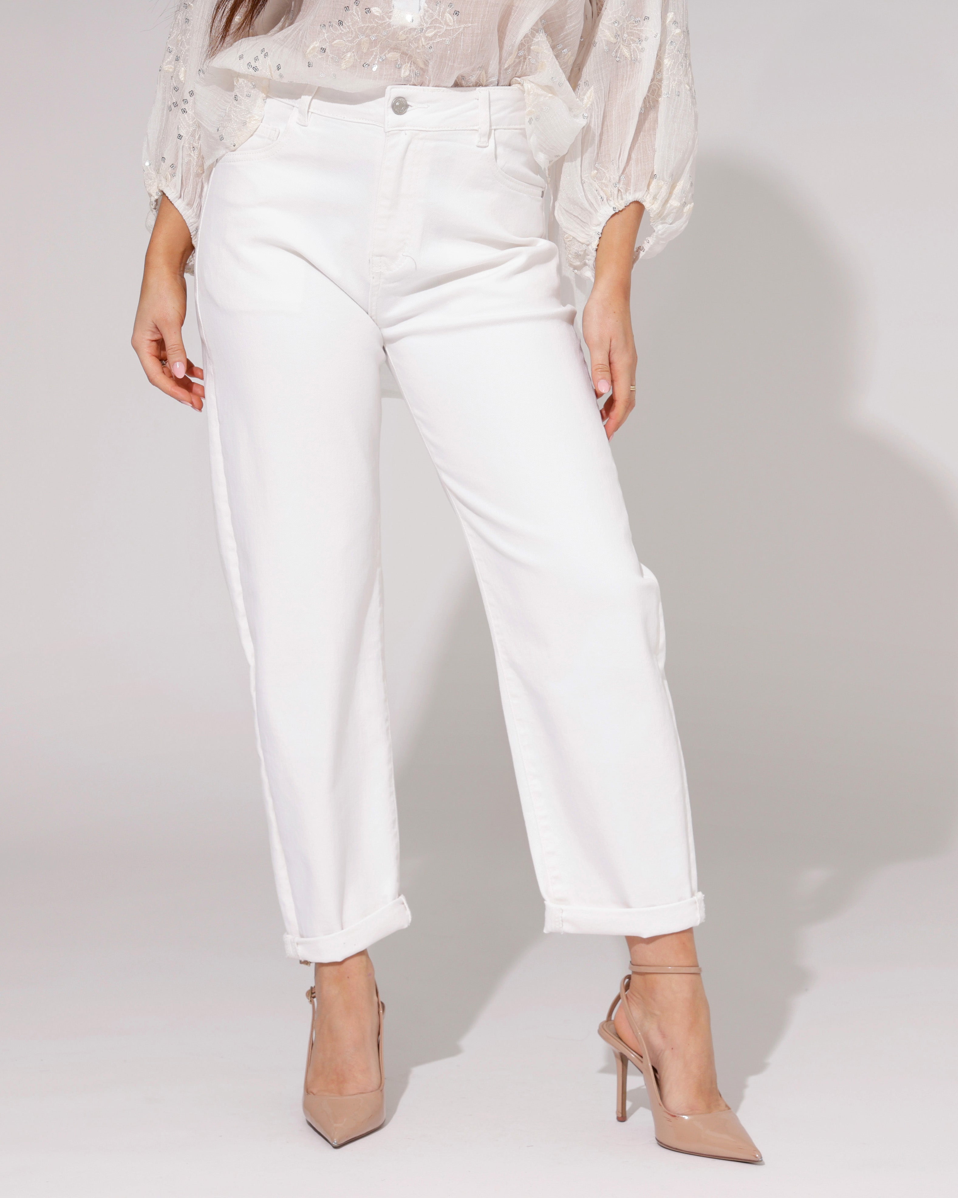 Hello Miss | Barrel jeans Molley-2 Wit