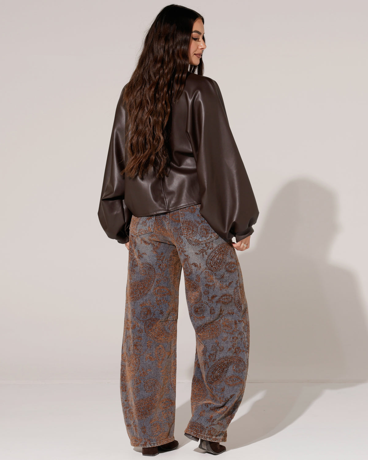Leatherlook blouse Jolene Bruin