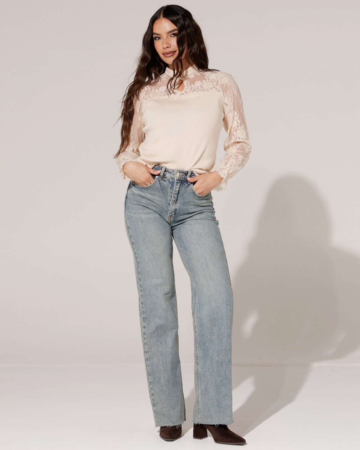 Top met kanten details Jovie Beige