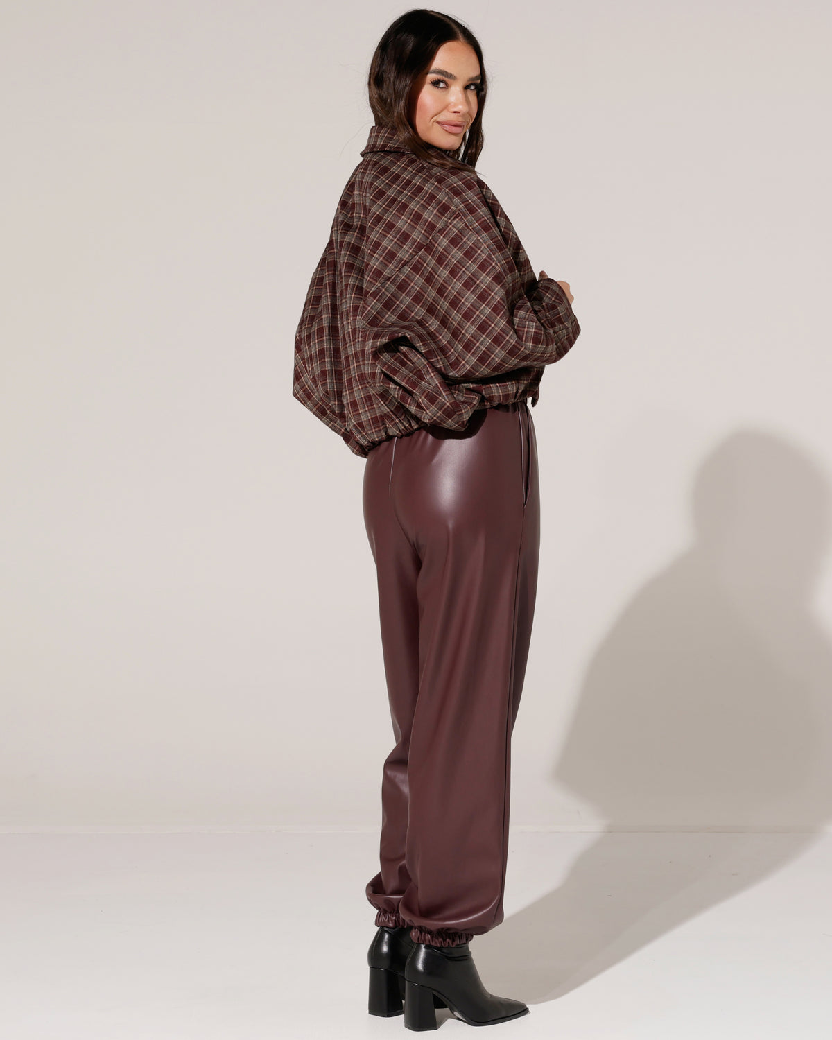 Leatherlook ballon broek Lieve Bordeaux