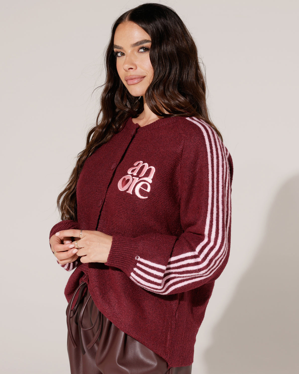 Vest met strepen Amore Bordeaux