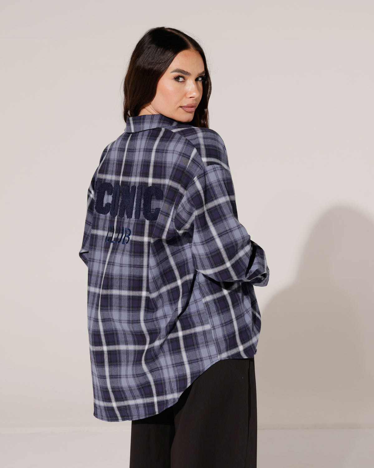 Geruite blouse Iconic Loviya Donkerblauw