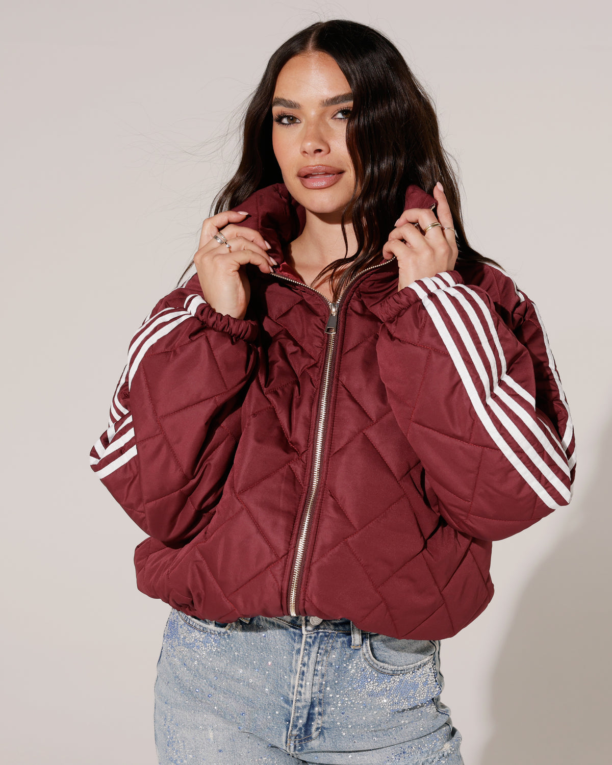 Gewatteerd bomberjacket met strepen Revy Bordeaux