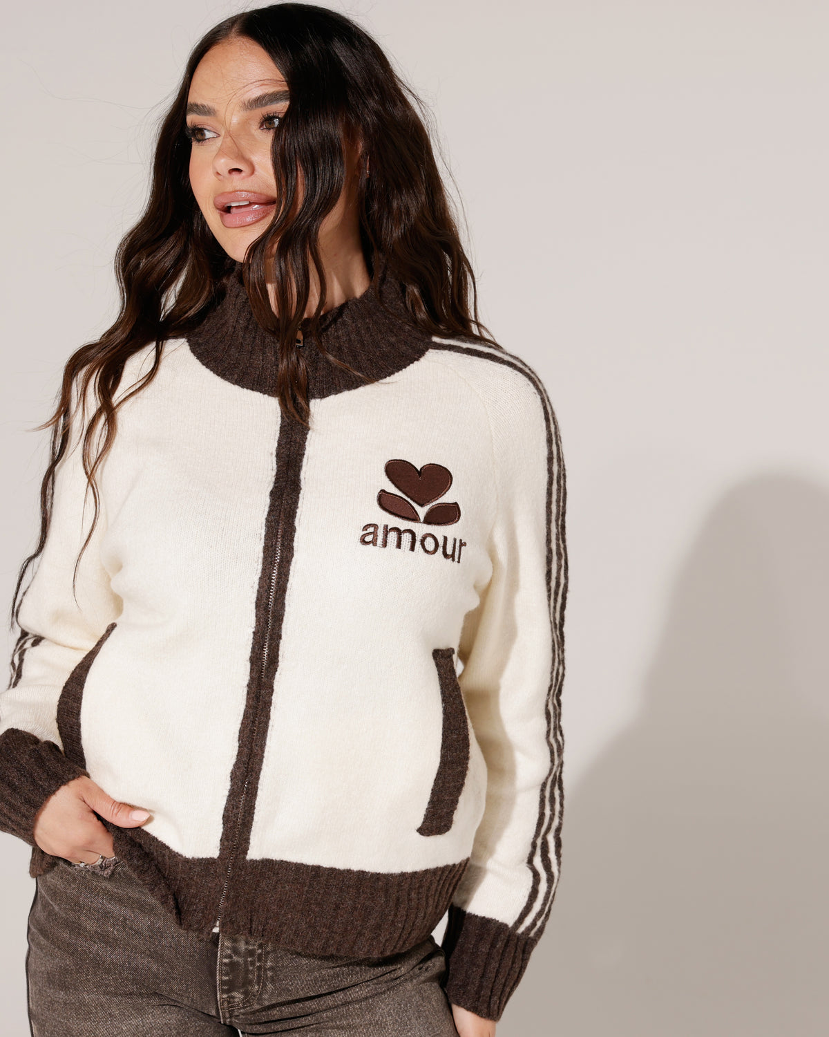 Vest met strepen Amour Beige