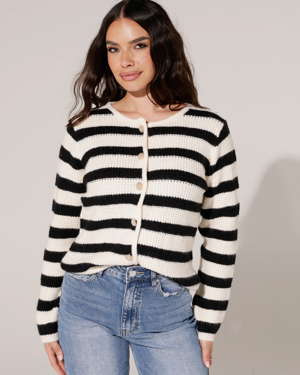Gestreept vest Mellie Zwart/ Beige