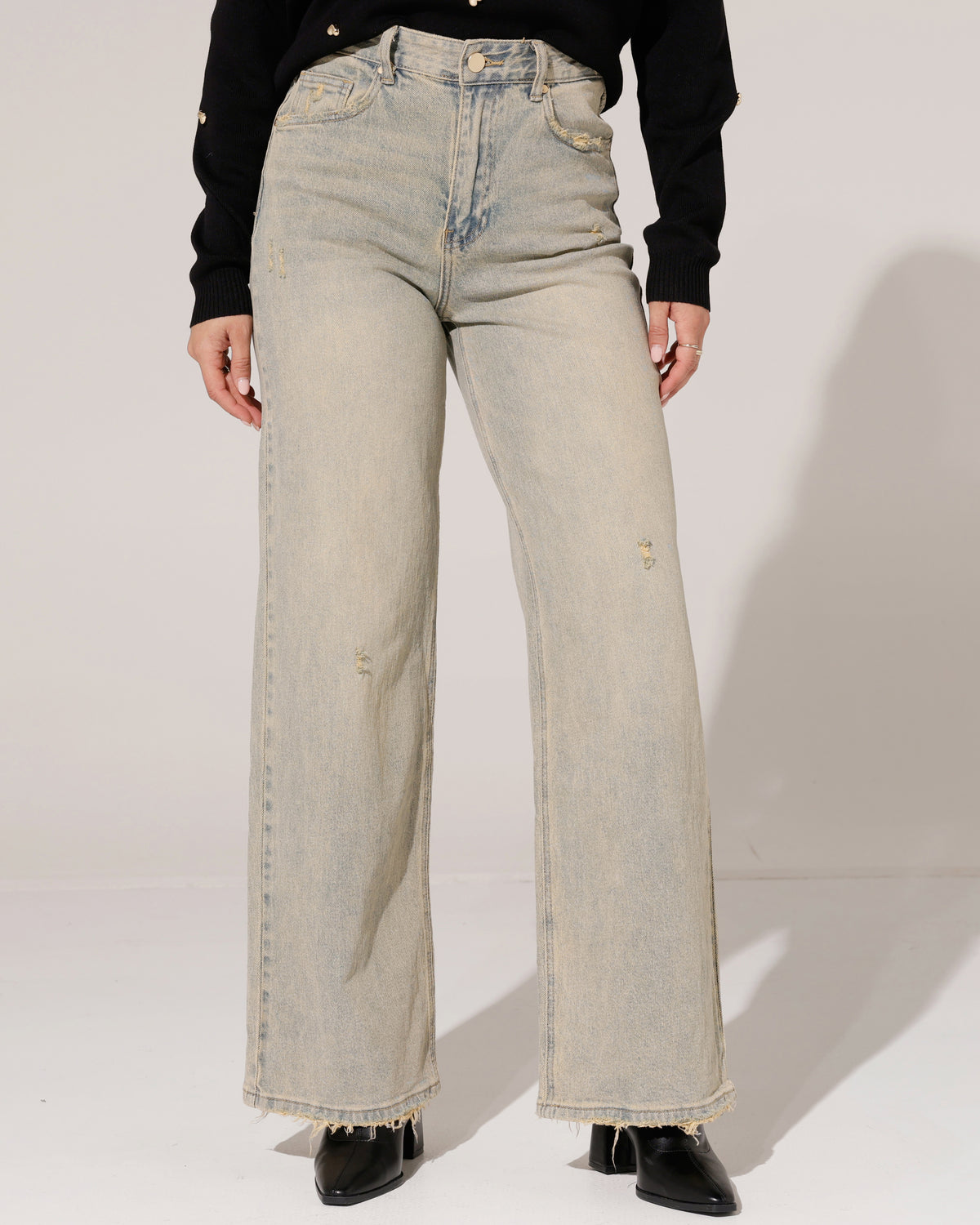 Queen Hearts | Wide leg jeans Eveline Beige