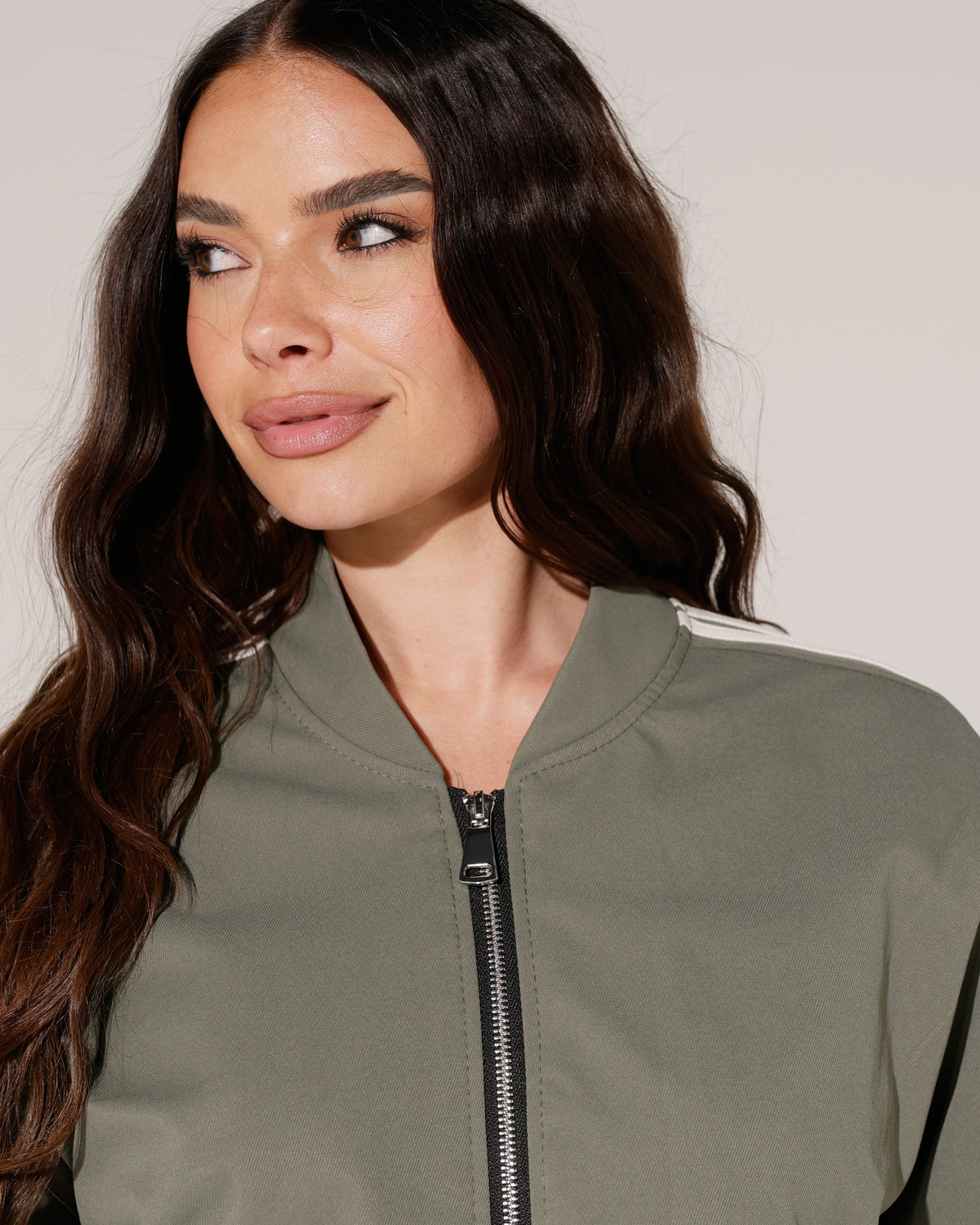 Bomberjacket met strepen Kylie Groen