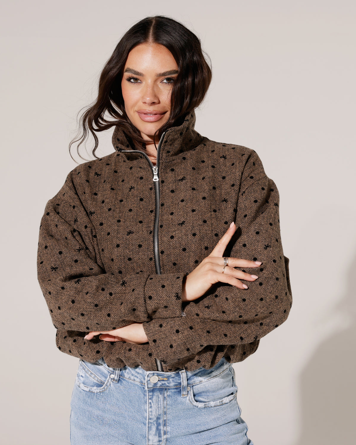 Bomberjacket met stippen Sissy Bruin