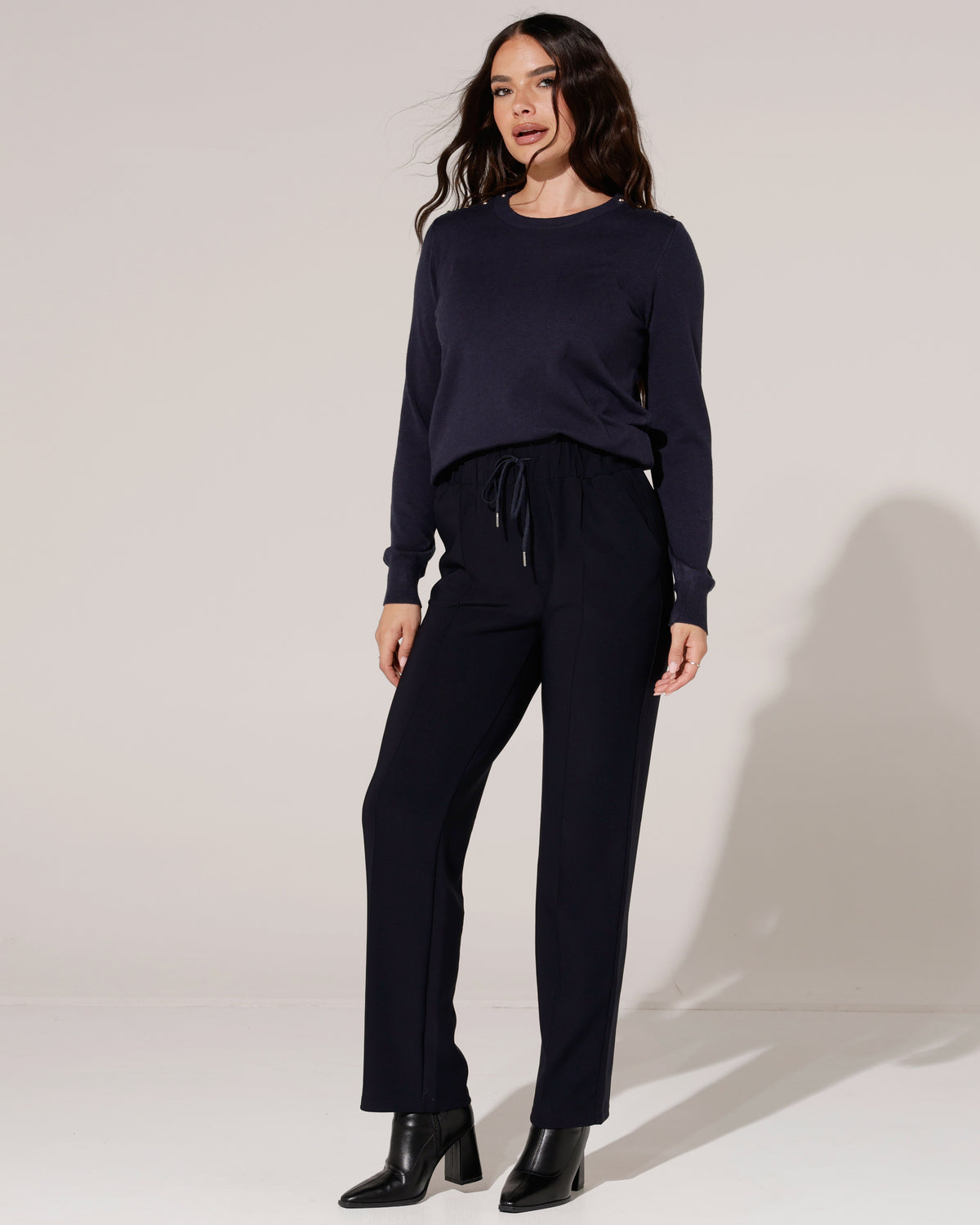 Rechte travelstof broek Zaza Donkerblauw