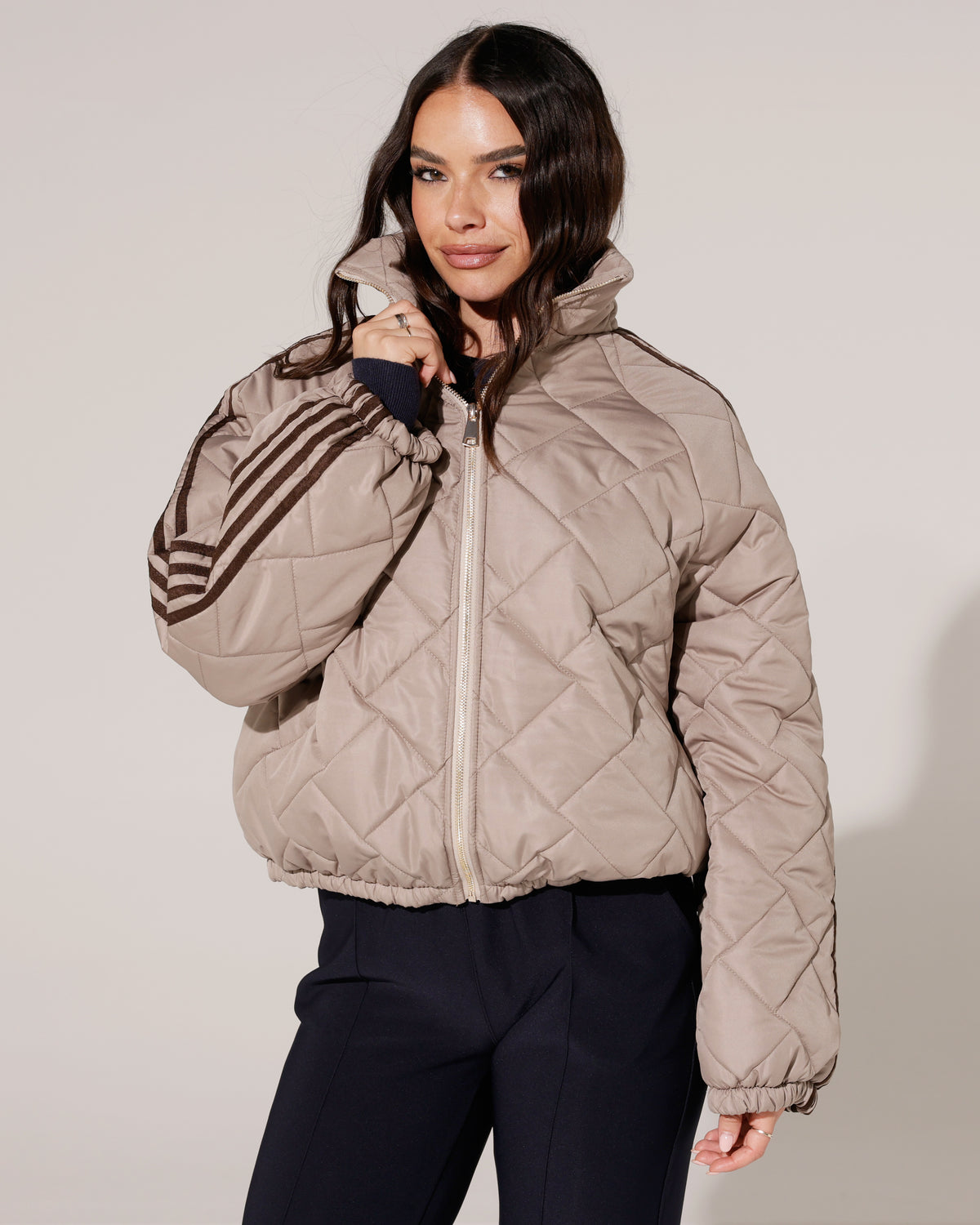 Gewatteerd bomberjacket met strepen Revy Taupe