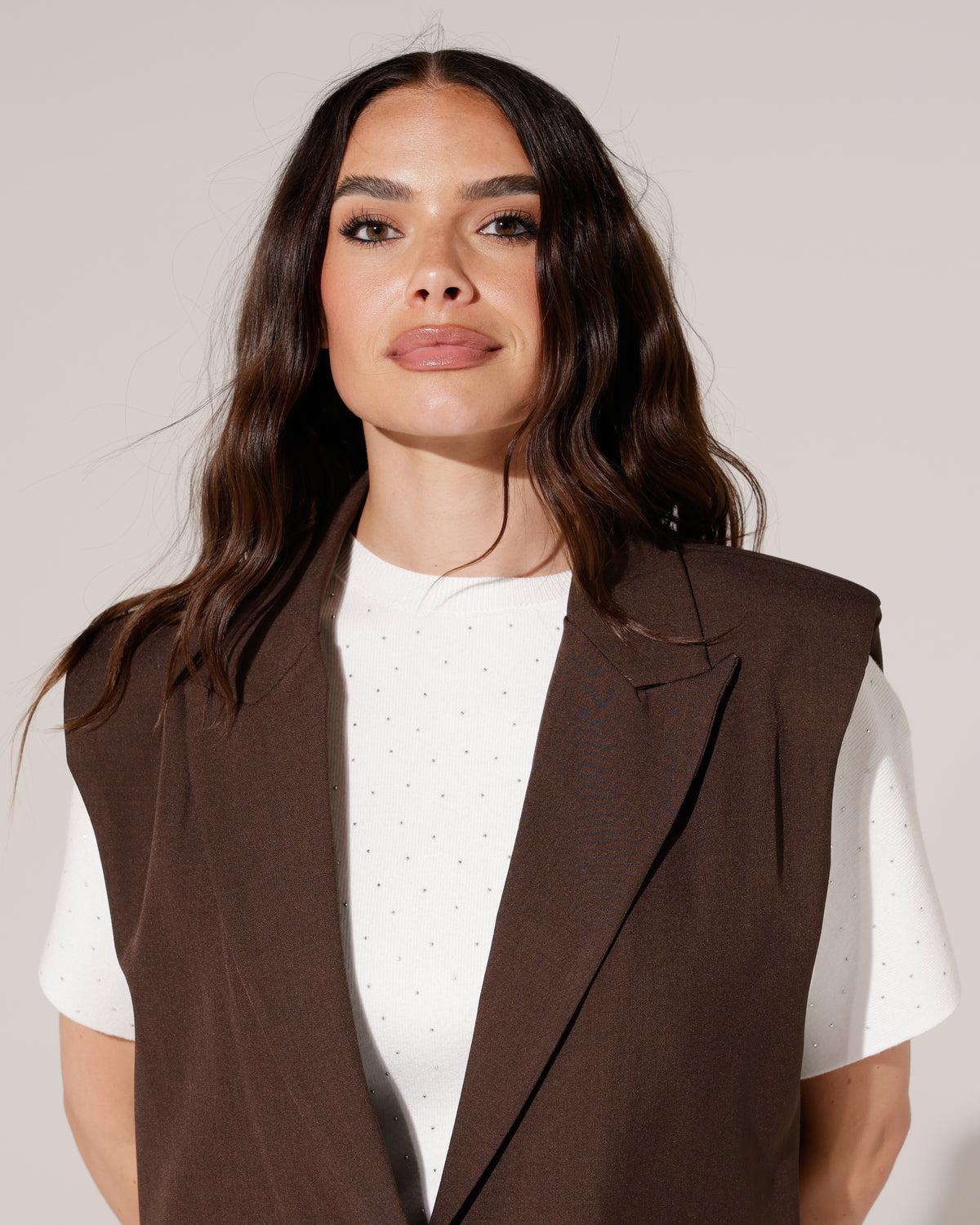 Lang gilet met knopen Macy Bruin