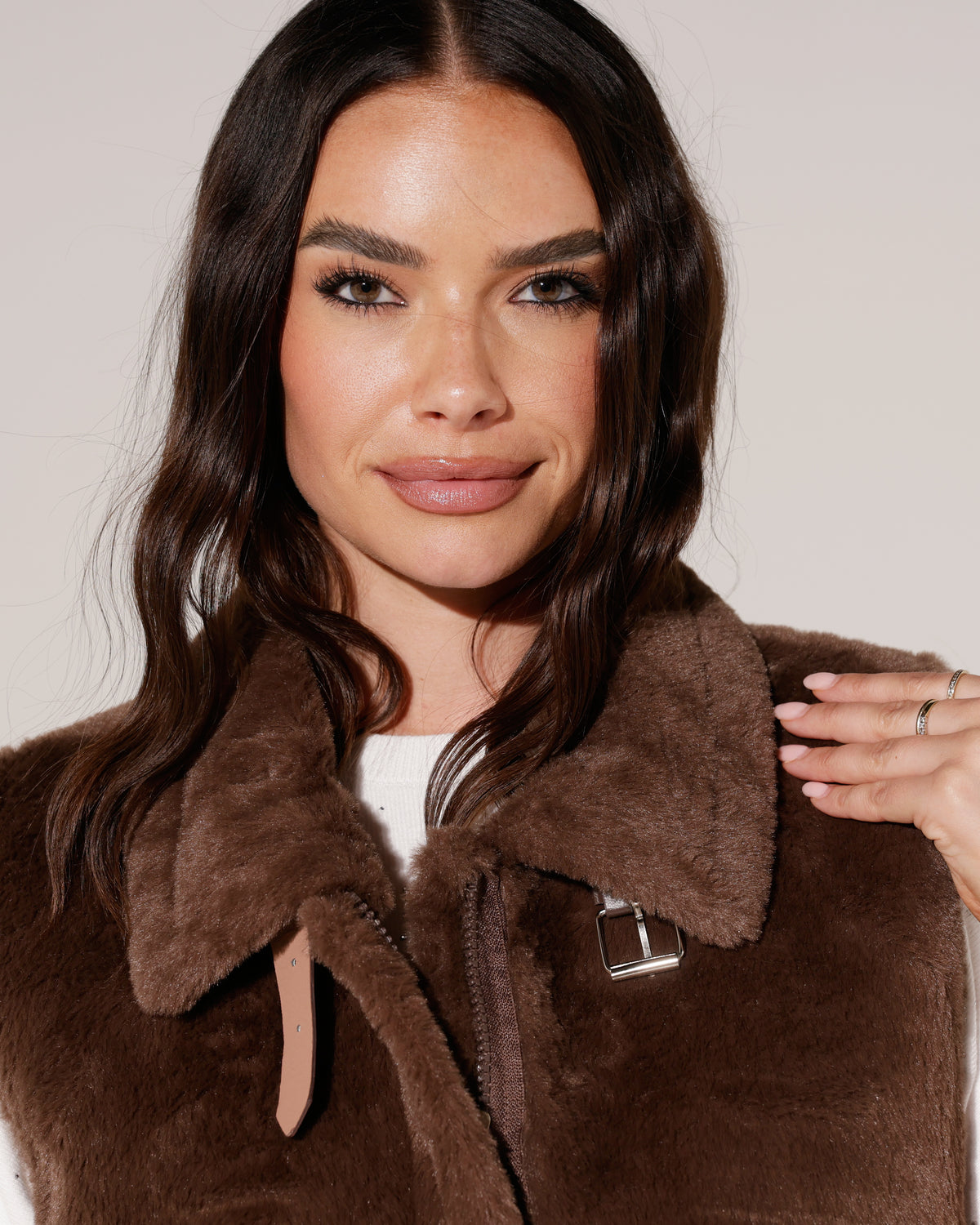 Fake fur bodywarmer Jony Donkerbruin