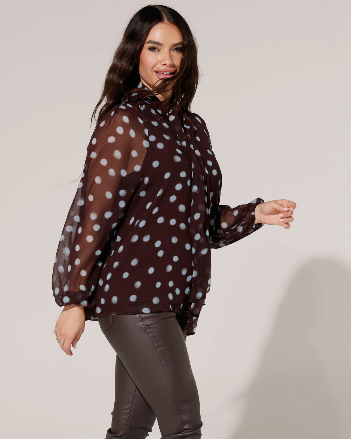 Blouse met stippen Kylie Aubergine