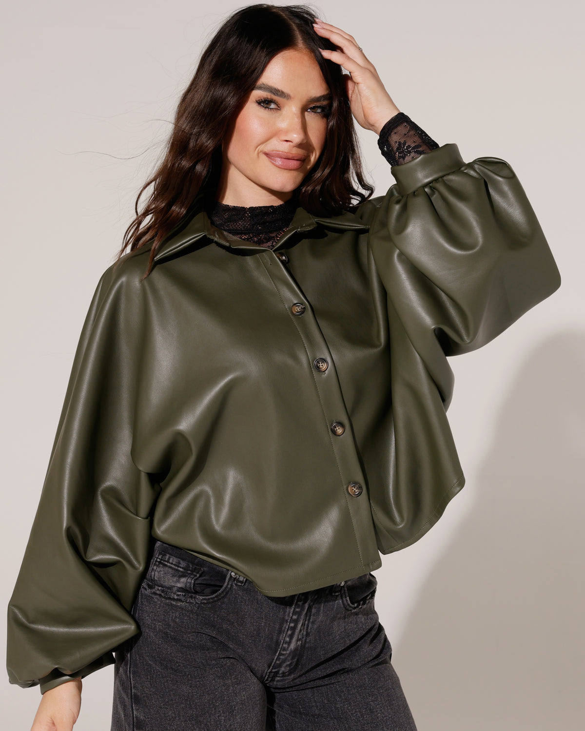 Leatherlook jacket Jolene Groen