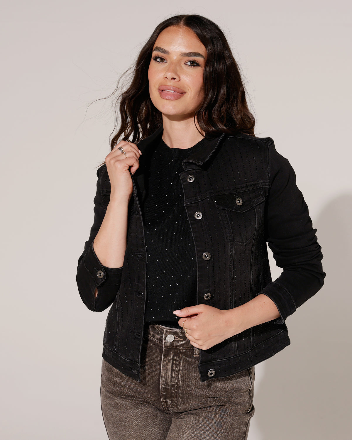 Zac & Zoe | Spijkerjacket met strass Lina Zwart