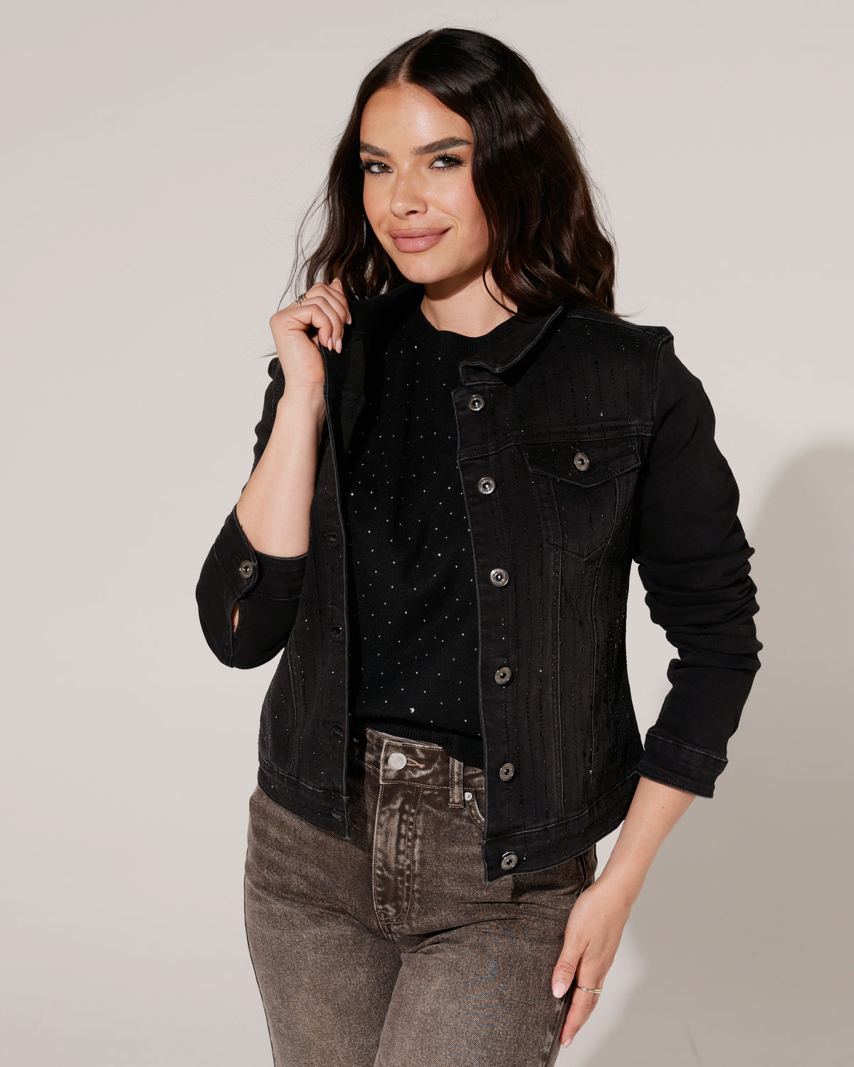 Zac & Zoe | Spijkerjacket met strass Lina Zwart