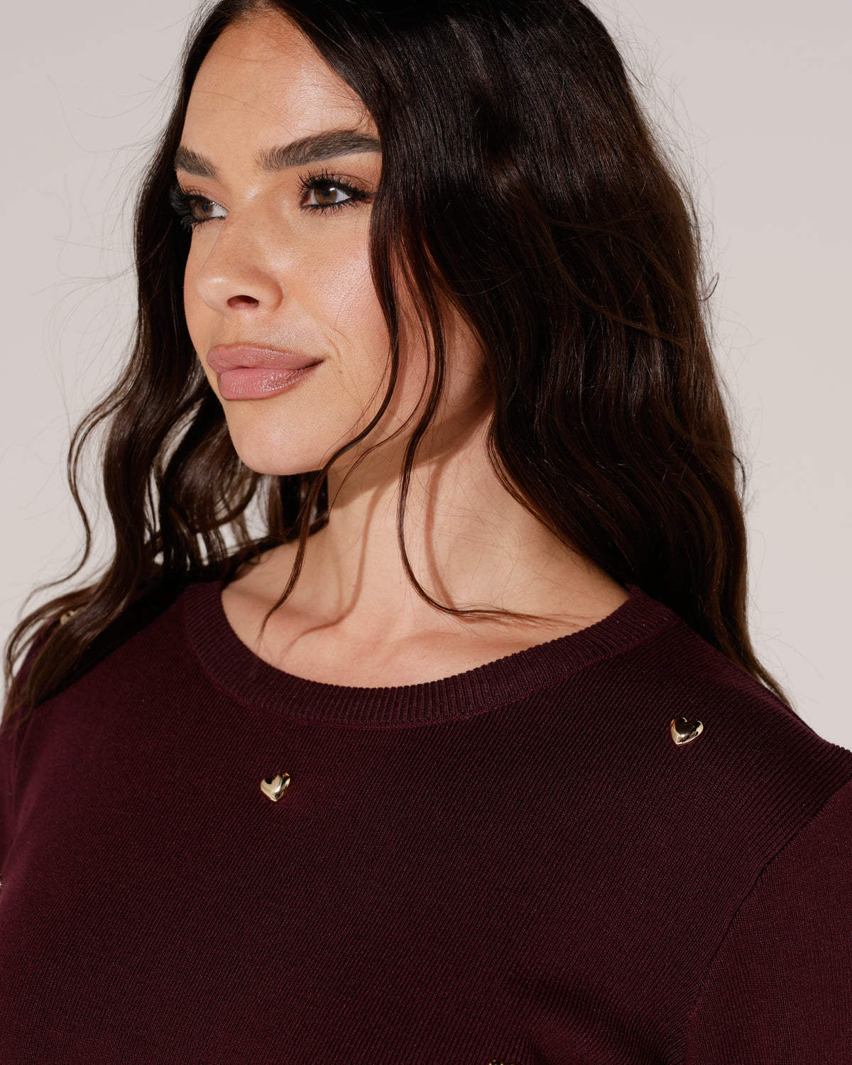Top met goudkleurige hartjes Lena Aubergine