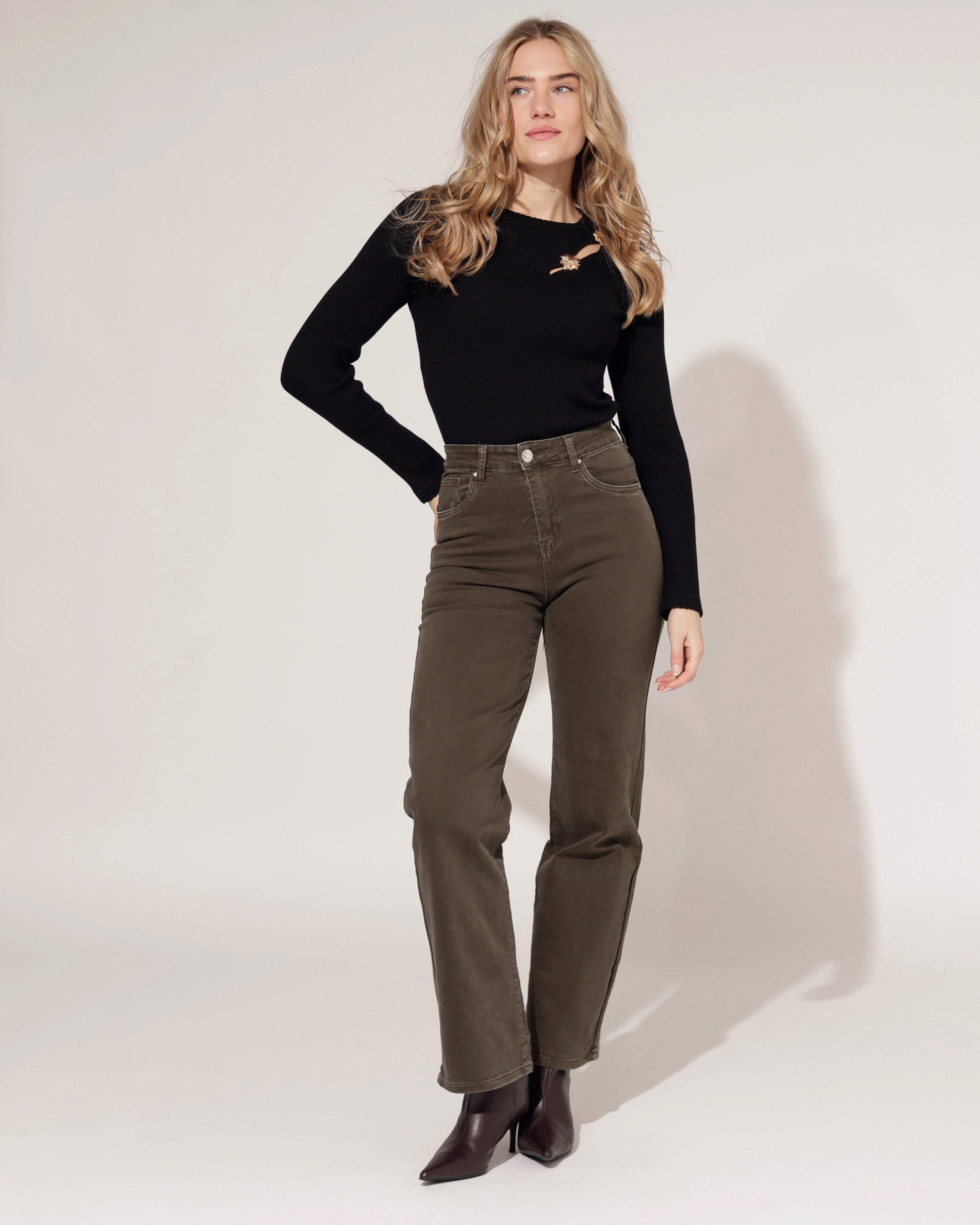 Goodies | Wide leg jeans Es-13 Donkergroen