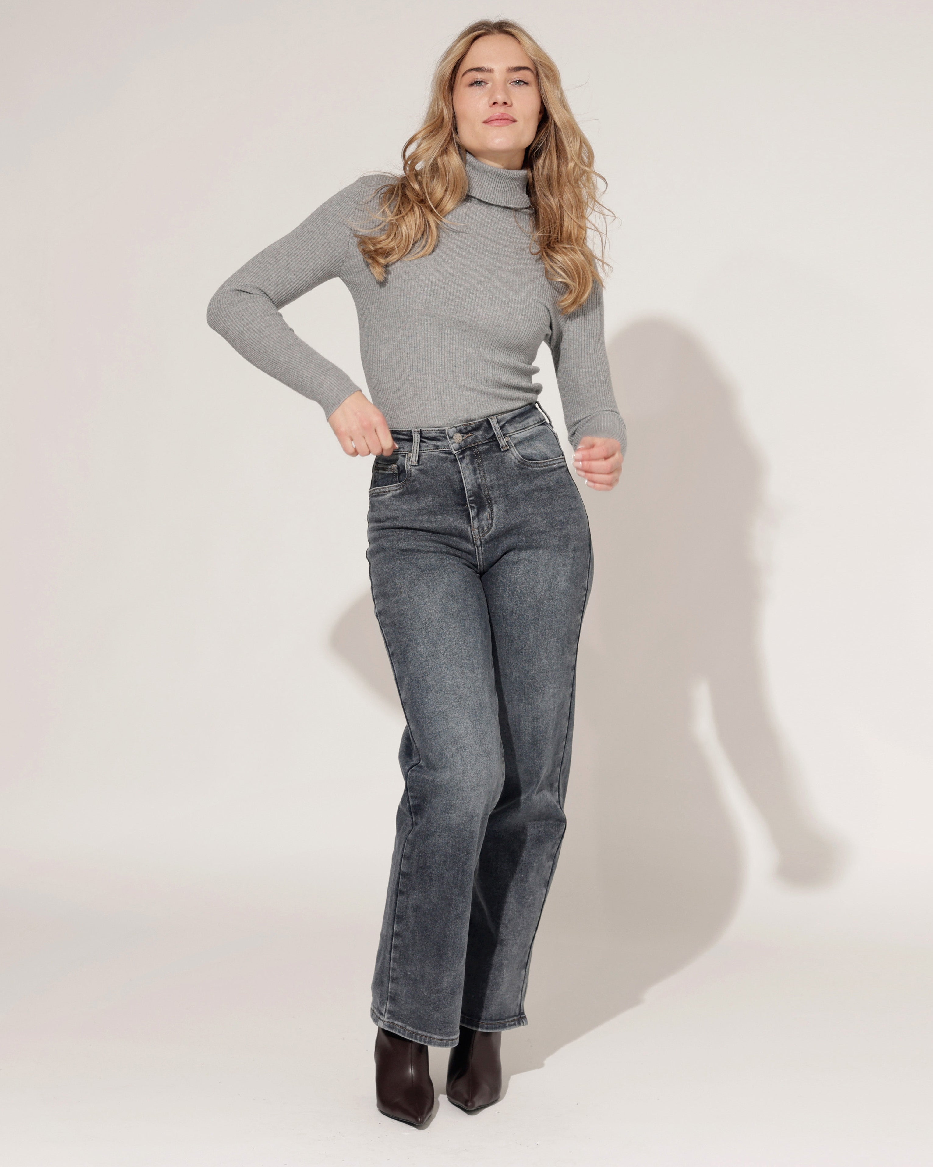 Hello Miss | Wide leg jeans Jill-3 Donkerblauw