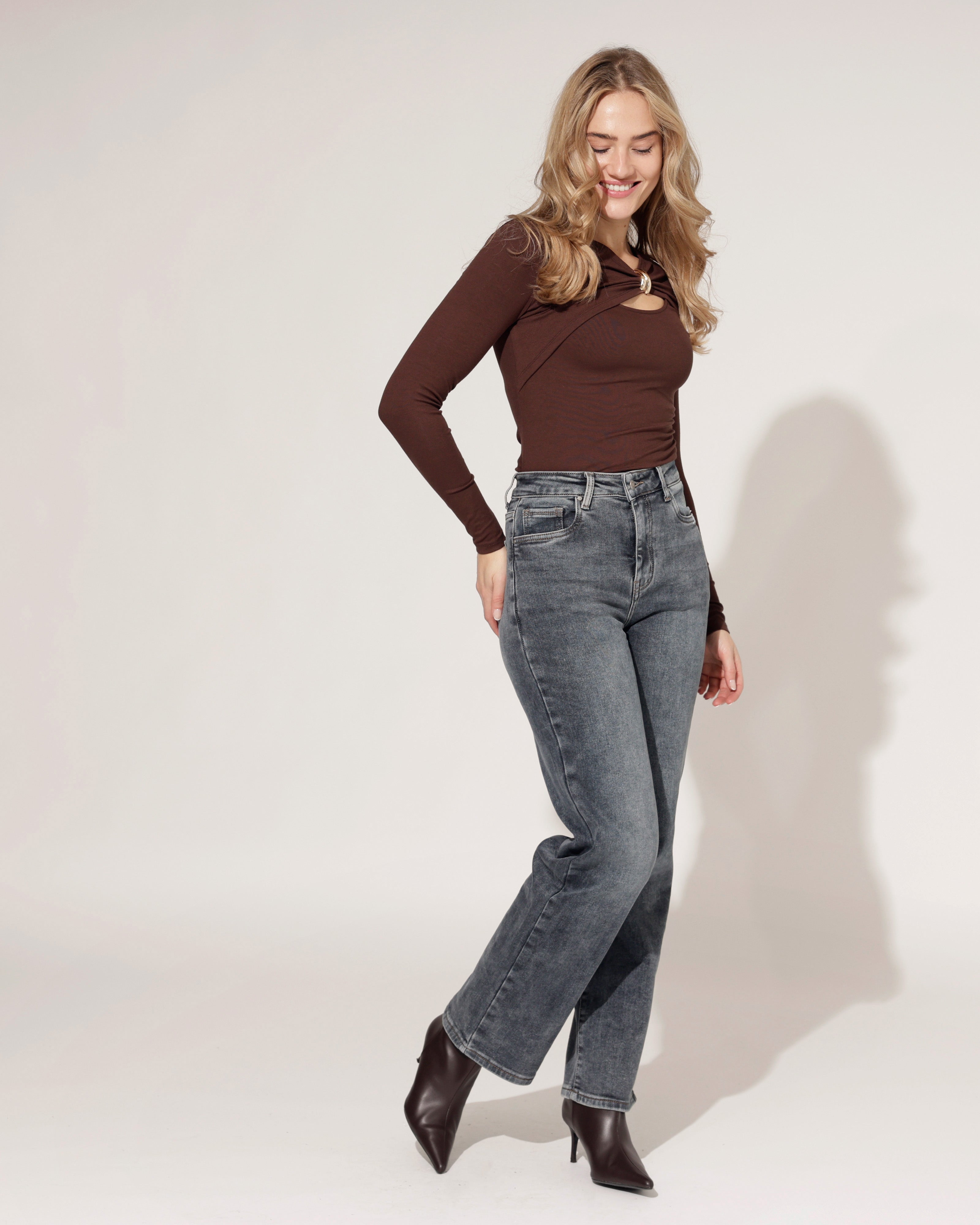 Hello Miss | Wide leg jeans Jill-3 Donkerblauw