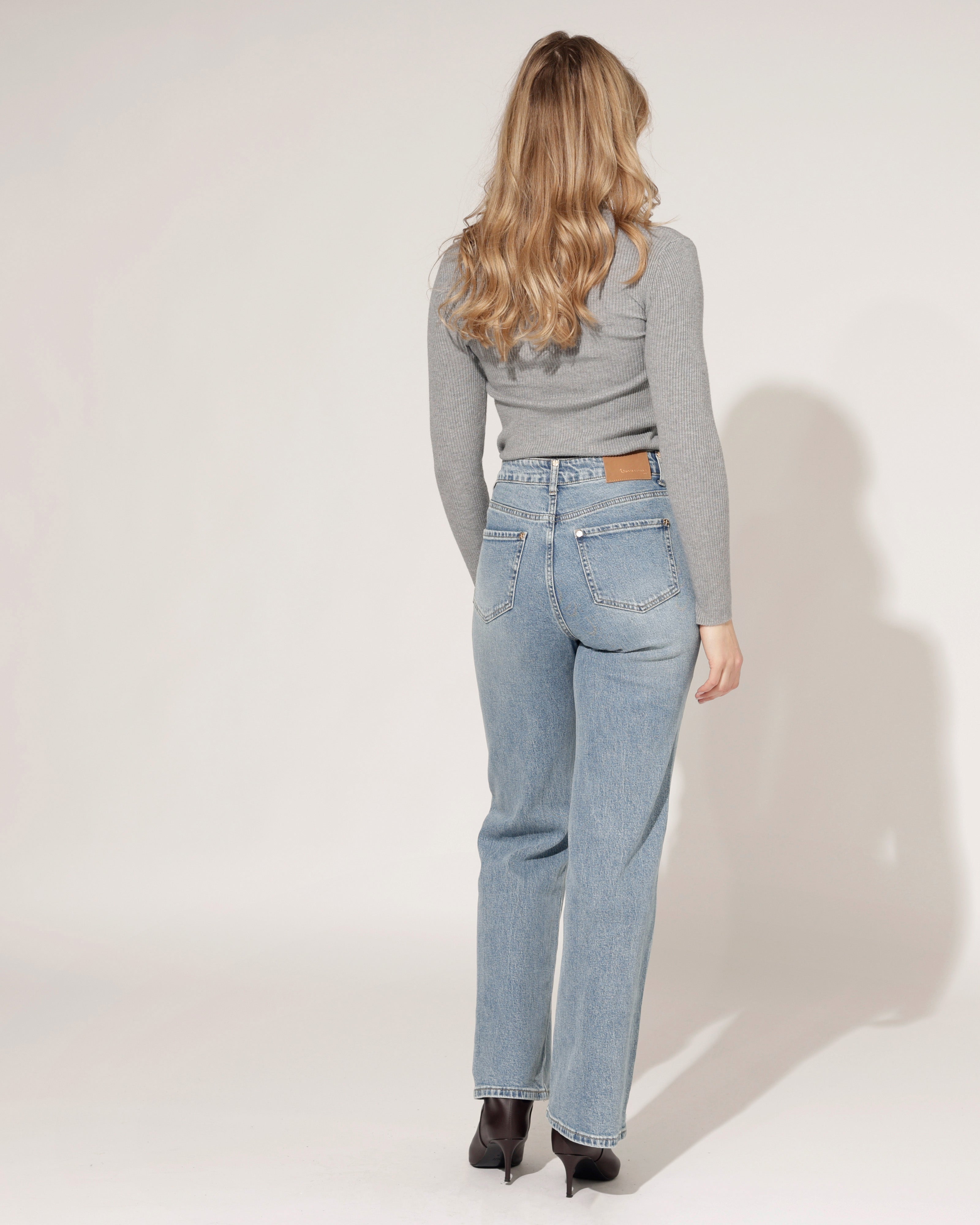 Queen Hearts | Wide leg, Straight jeans Joelle-7 Blauw