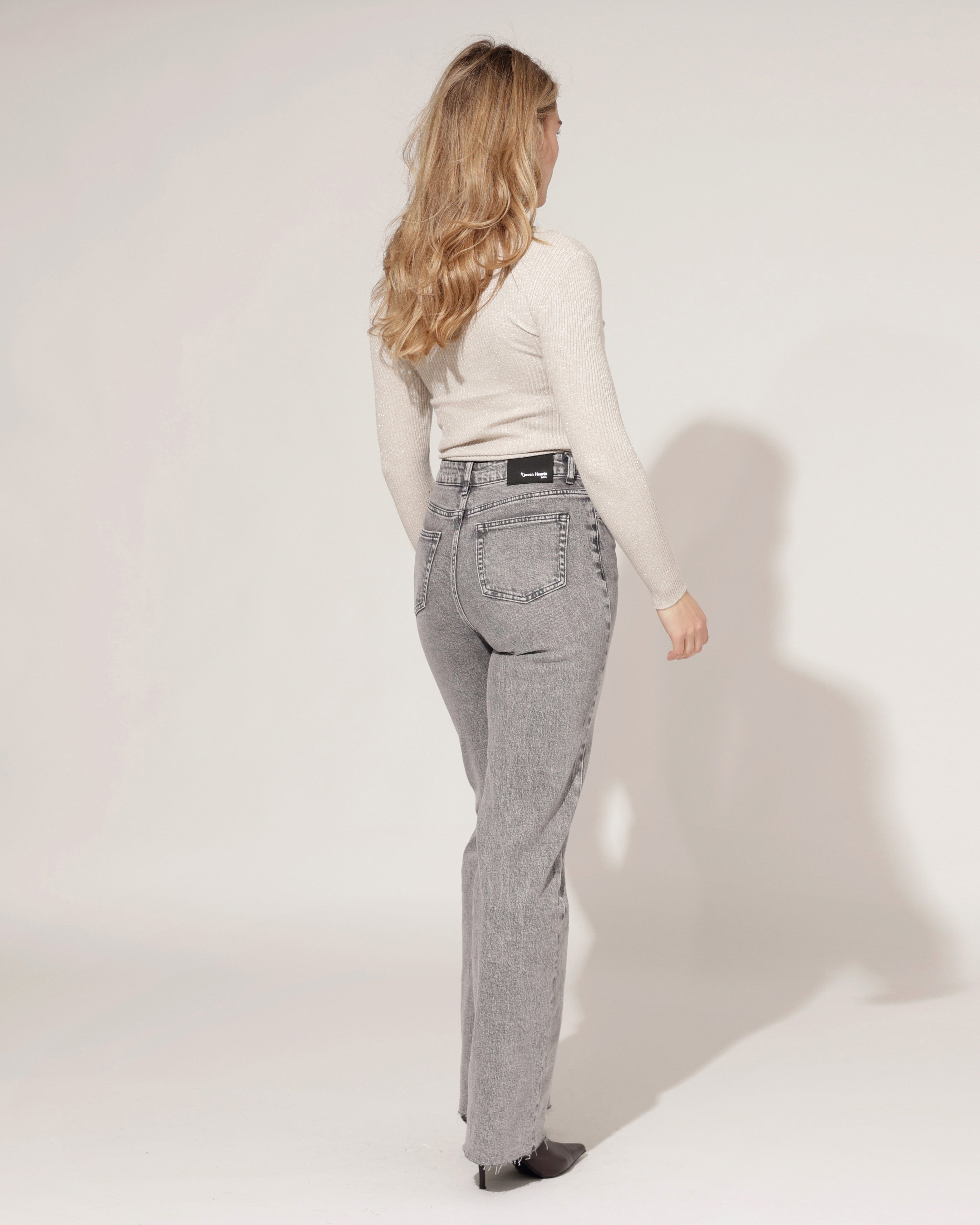 Queen Hearts | Wide leg jeans Nina-5 Donkergrijs