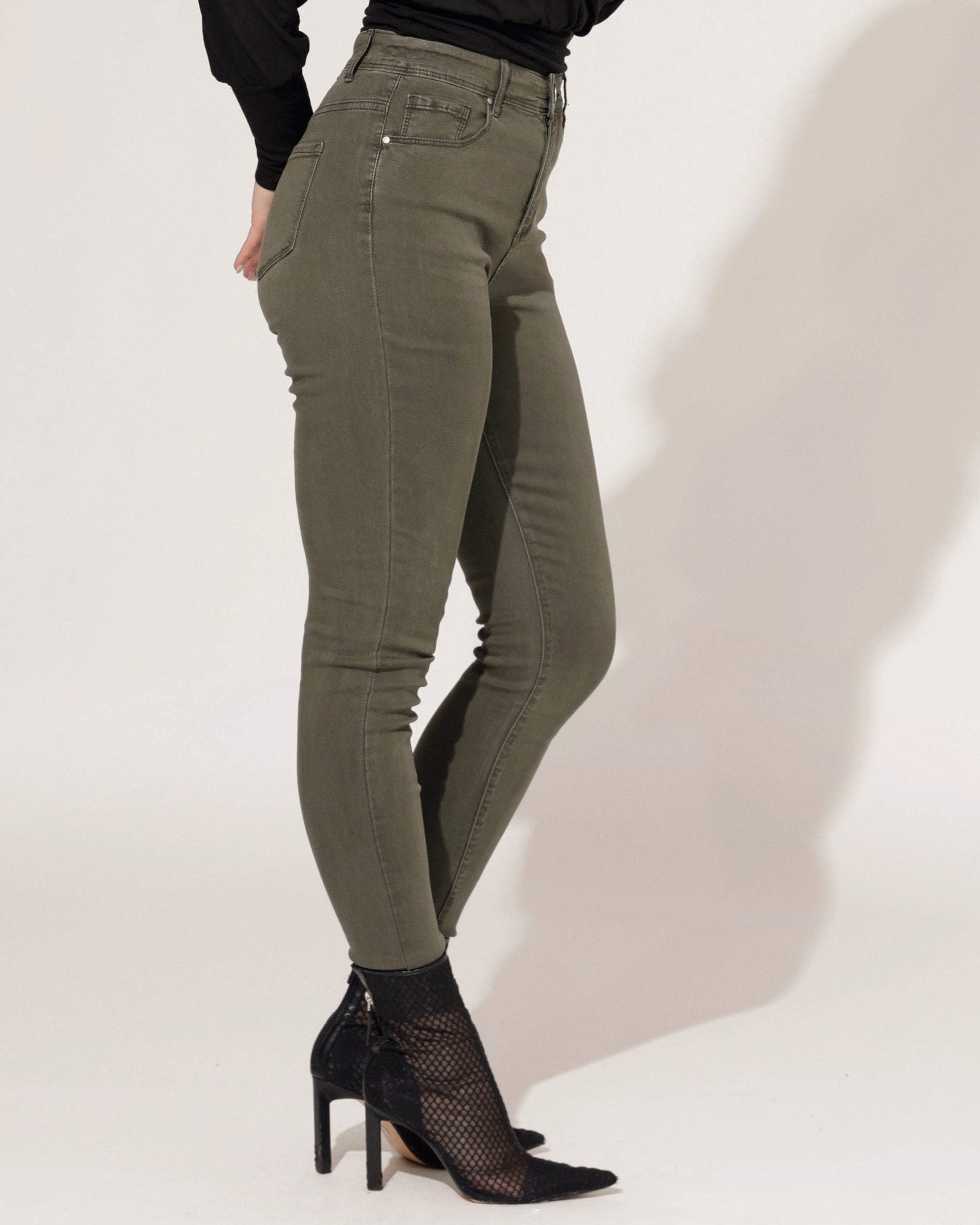 Goodies | Skinny jeans Lou-4 Donkergroen