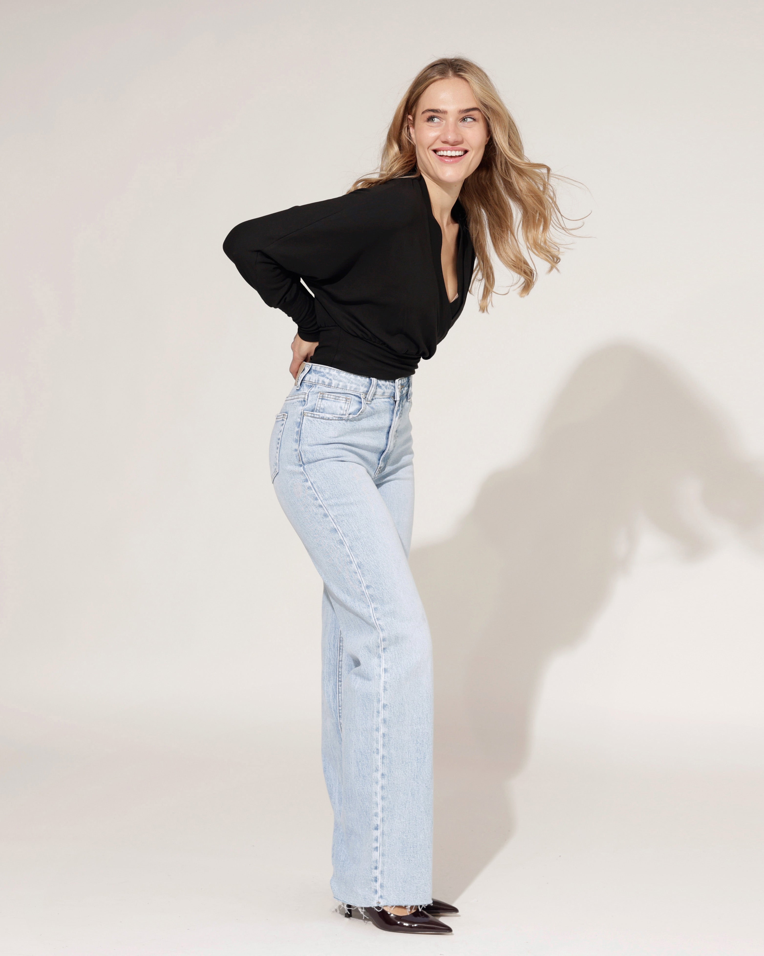 Queen Hearts | Wide leg jeans Nina-1 Lichtblauw