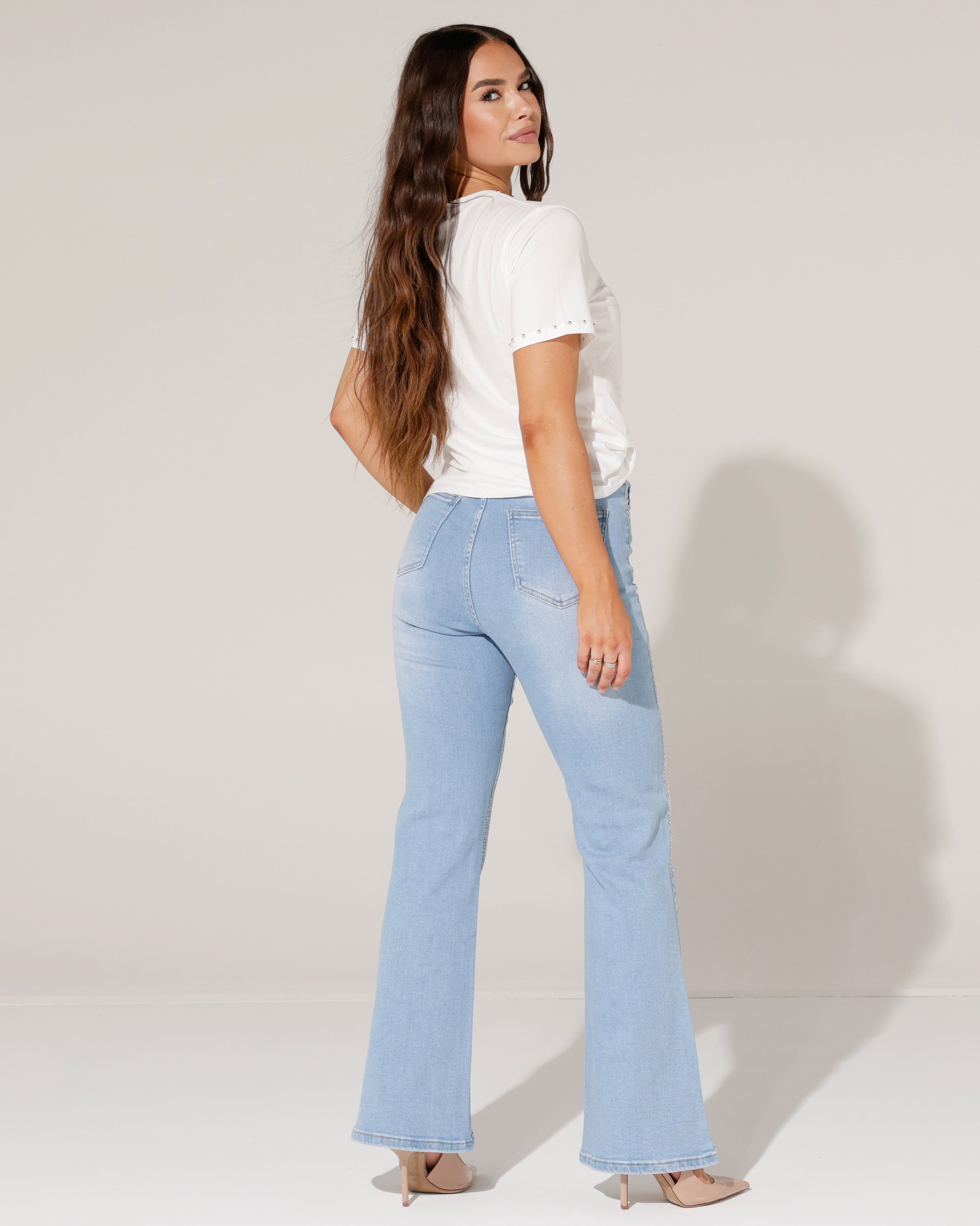 Redseventy | Wide leg jeans met stass Bella-16 Lichtblauw