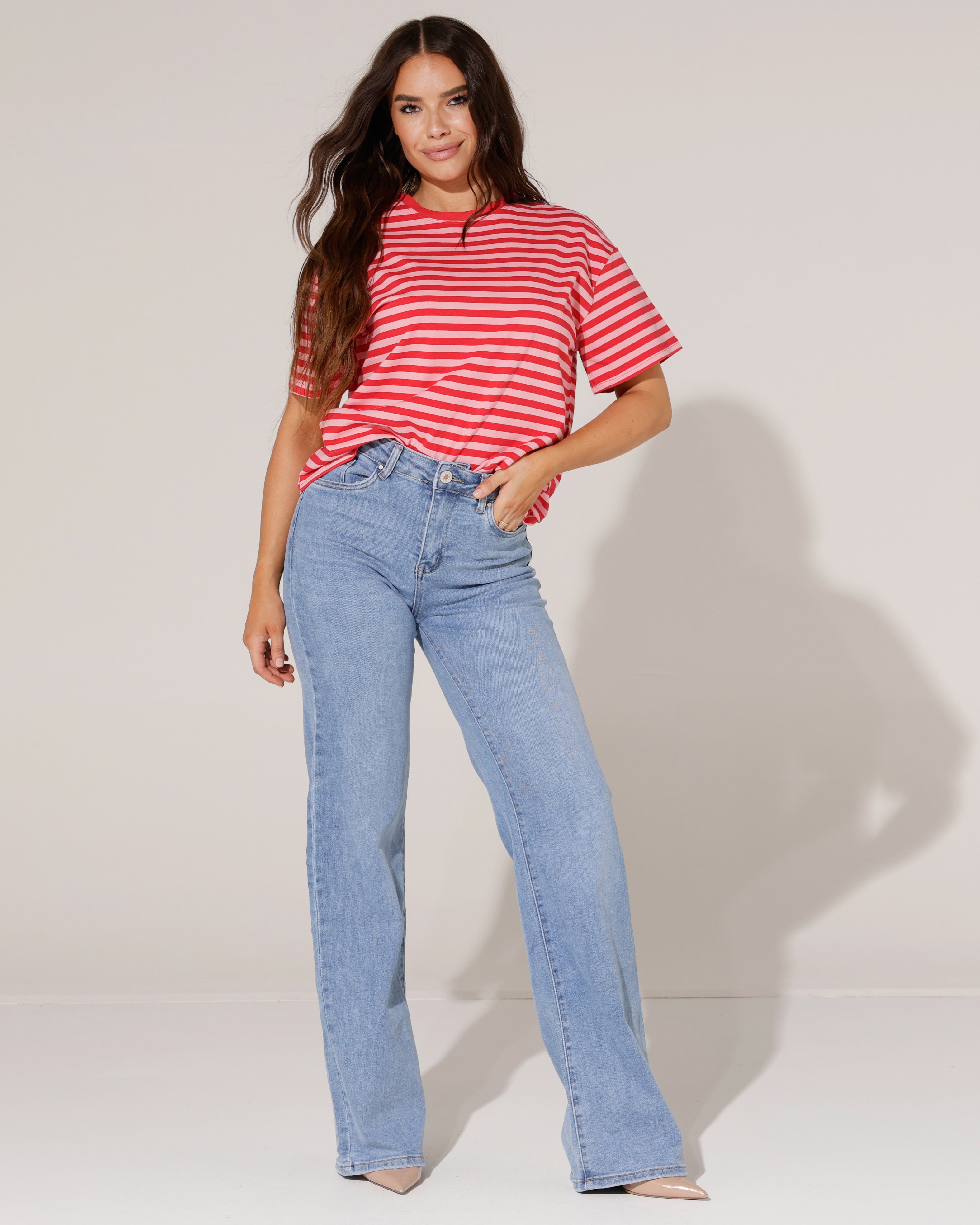 Gestreept T-shirt Mell Roze
