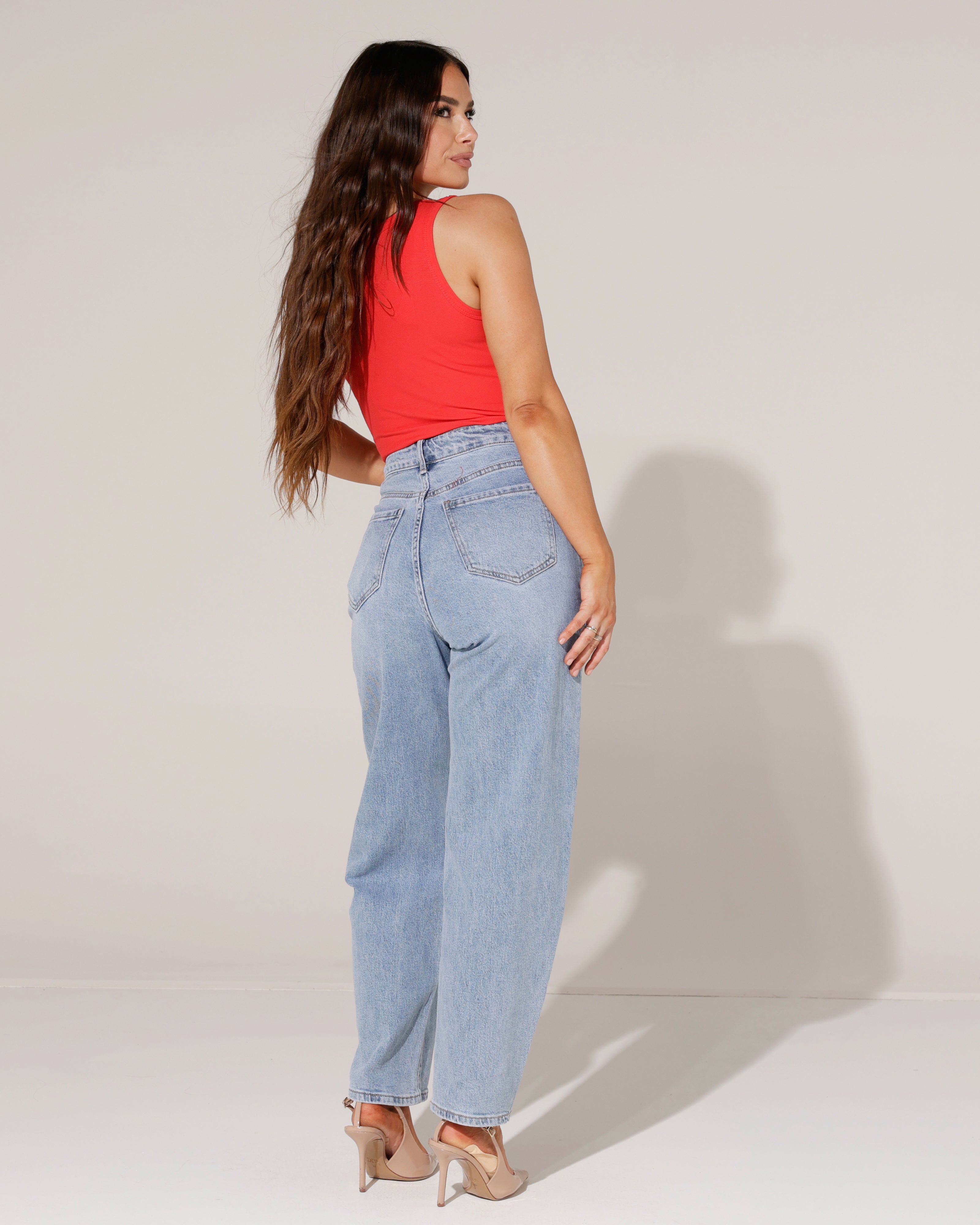 Folyrose | Barrel jeans met studs Bibi Blauw