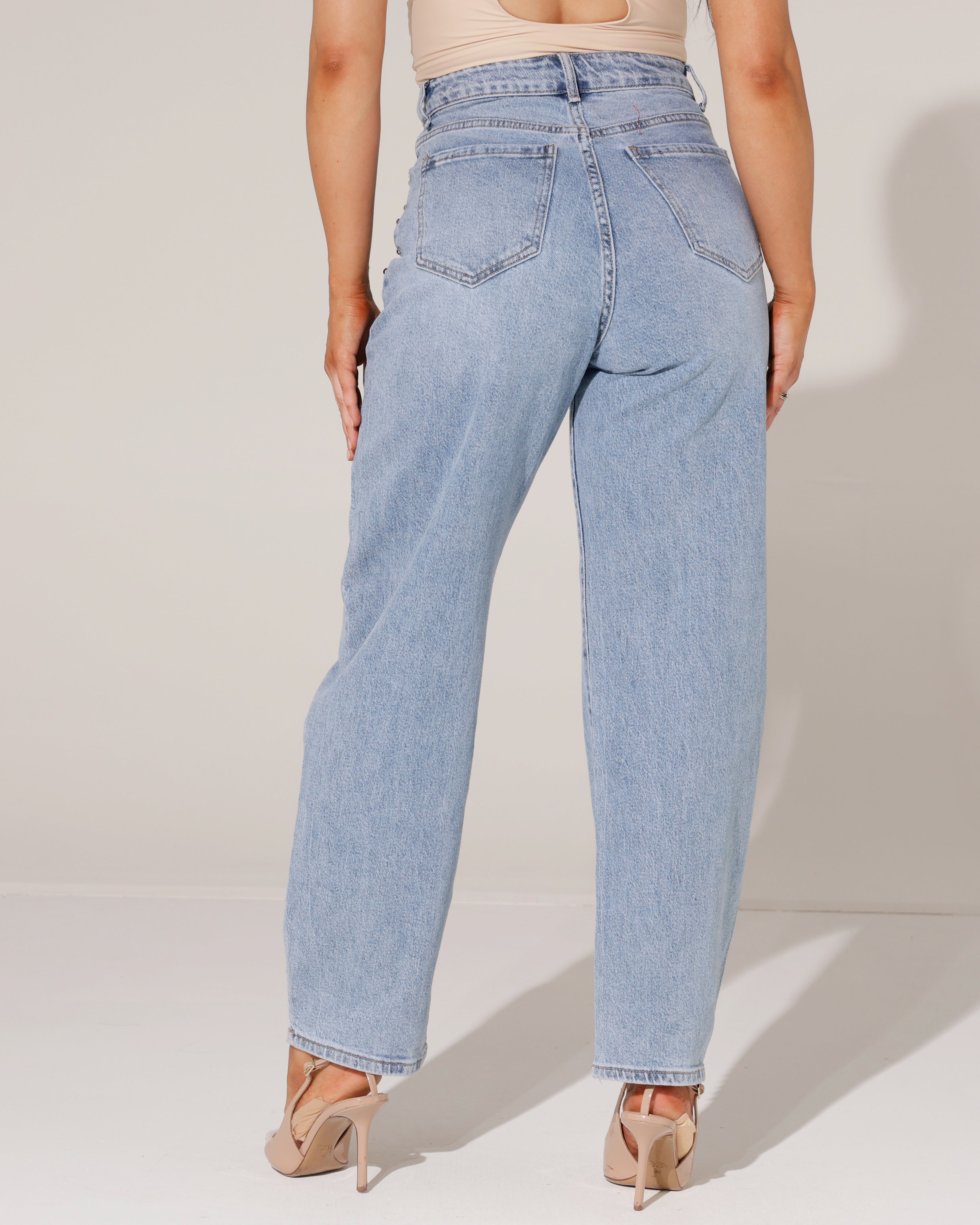 Folyrose | Barrel jeans met studs Bibi Blauw