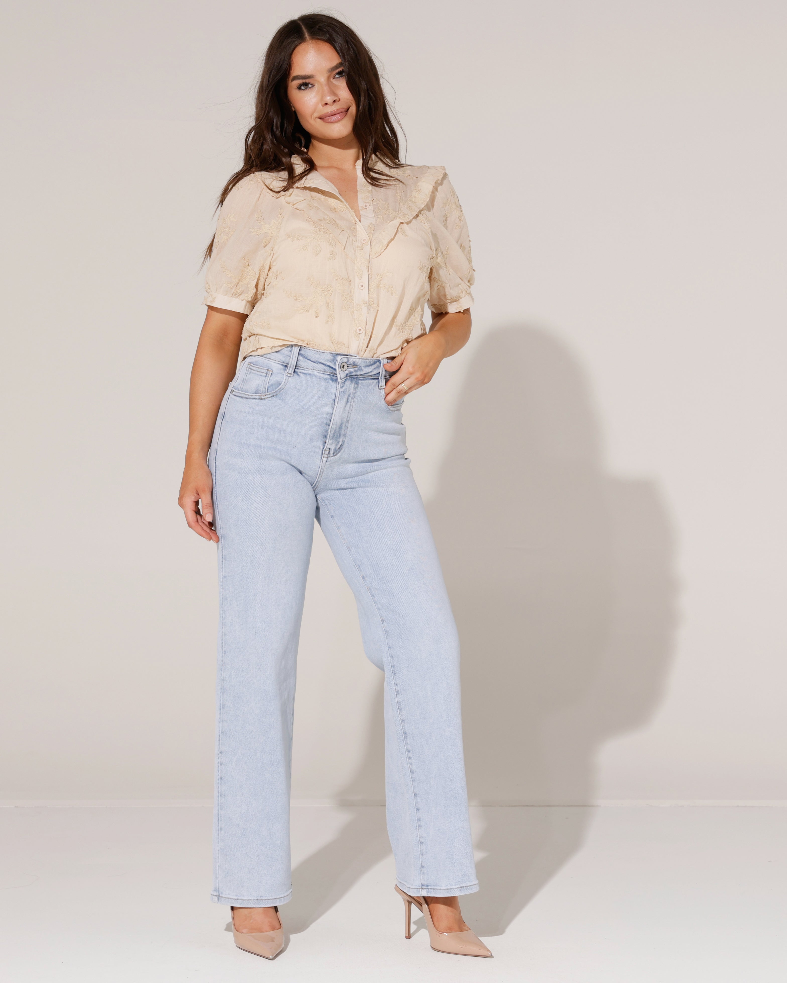 Hello Miss | Wide leg jeans Tess-6 Lichtblauw