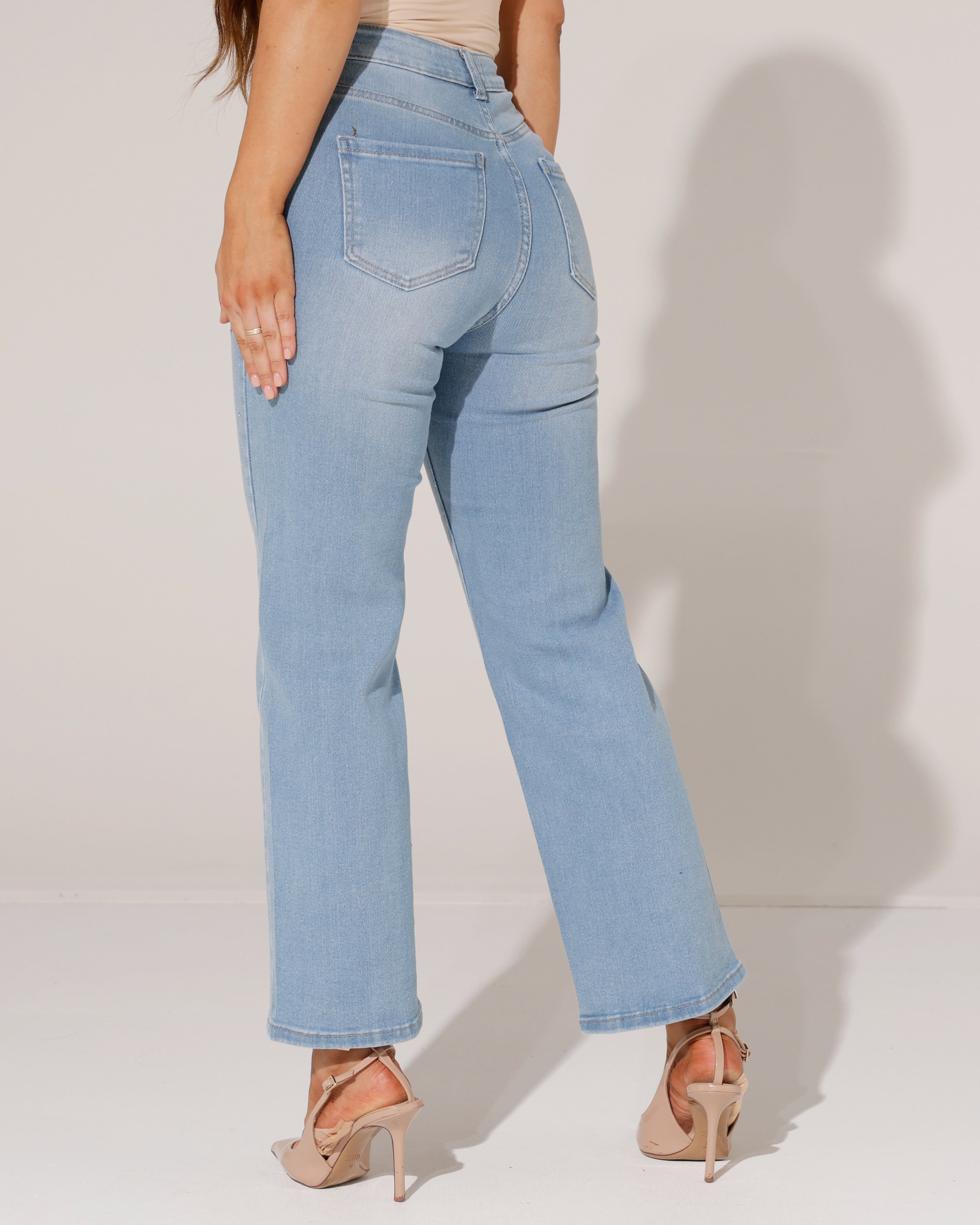Redseventy | Wide leg jeans strass Syl-16 Lichtblauw