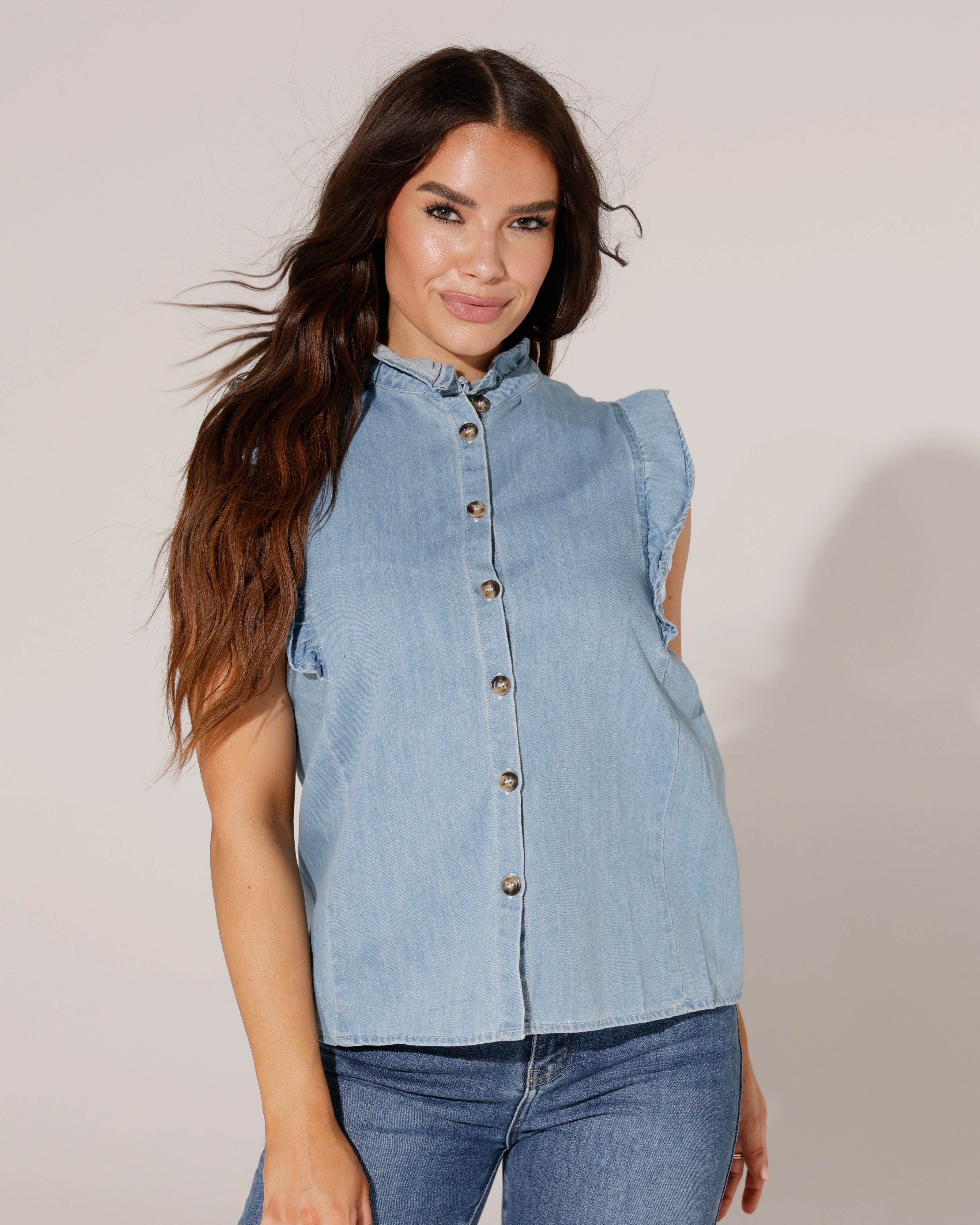 Mouwloze spijkerblouse Yinn Blauw