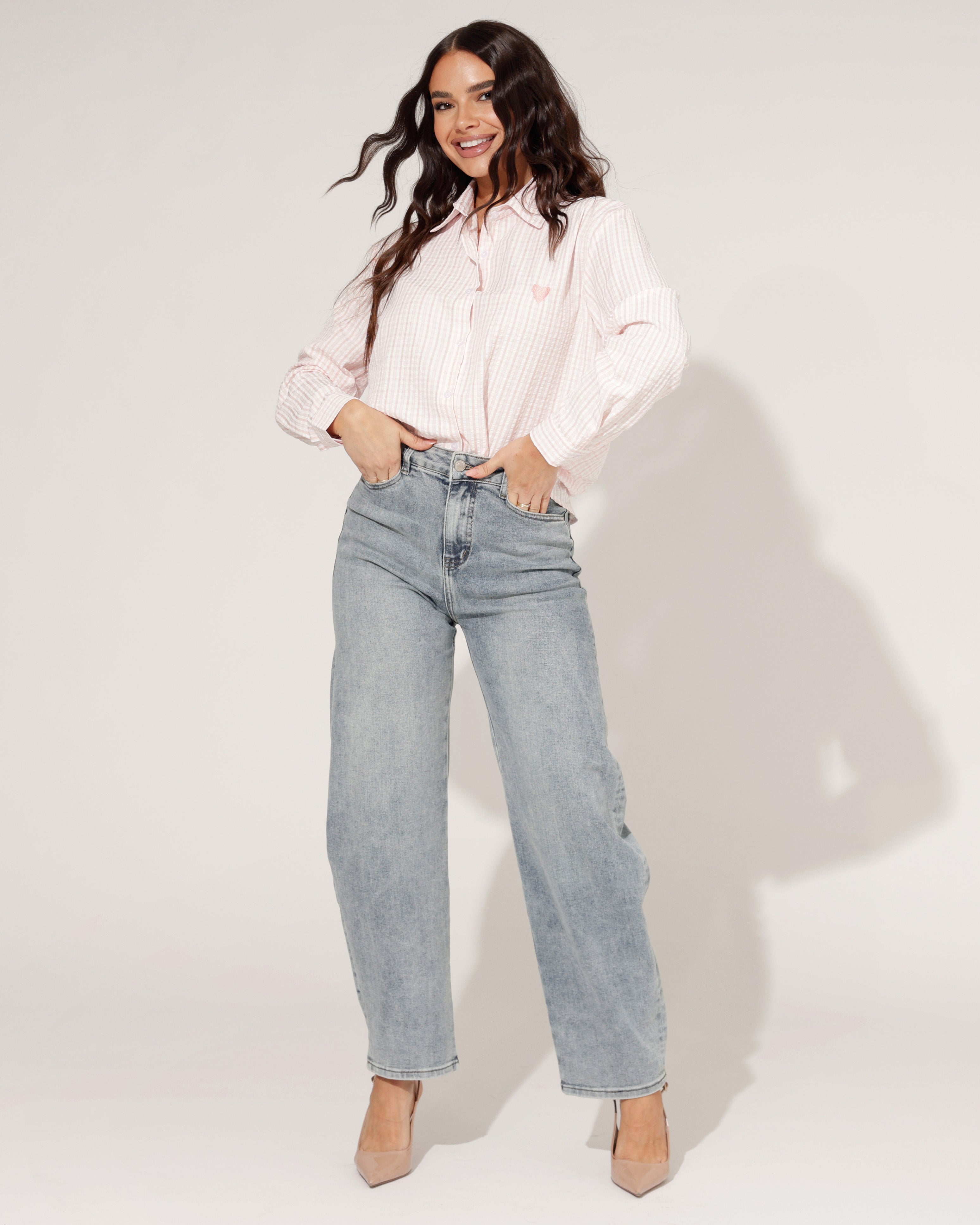 Hello Miss | Barrel jeans Savvy-3 Blauw