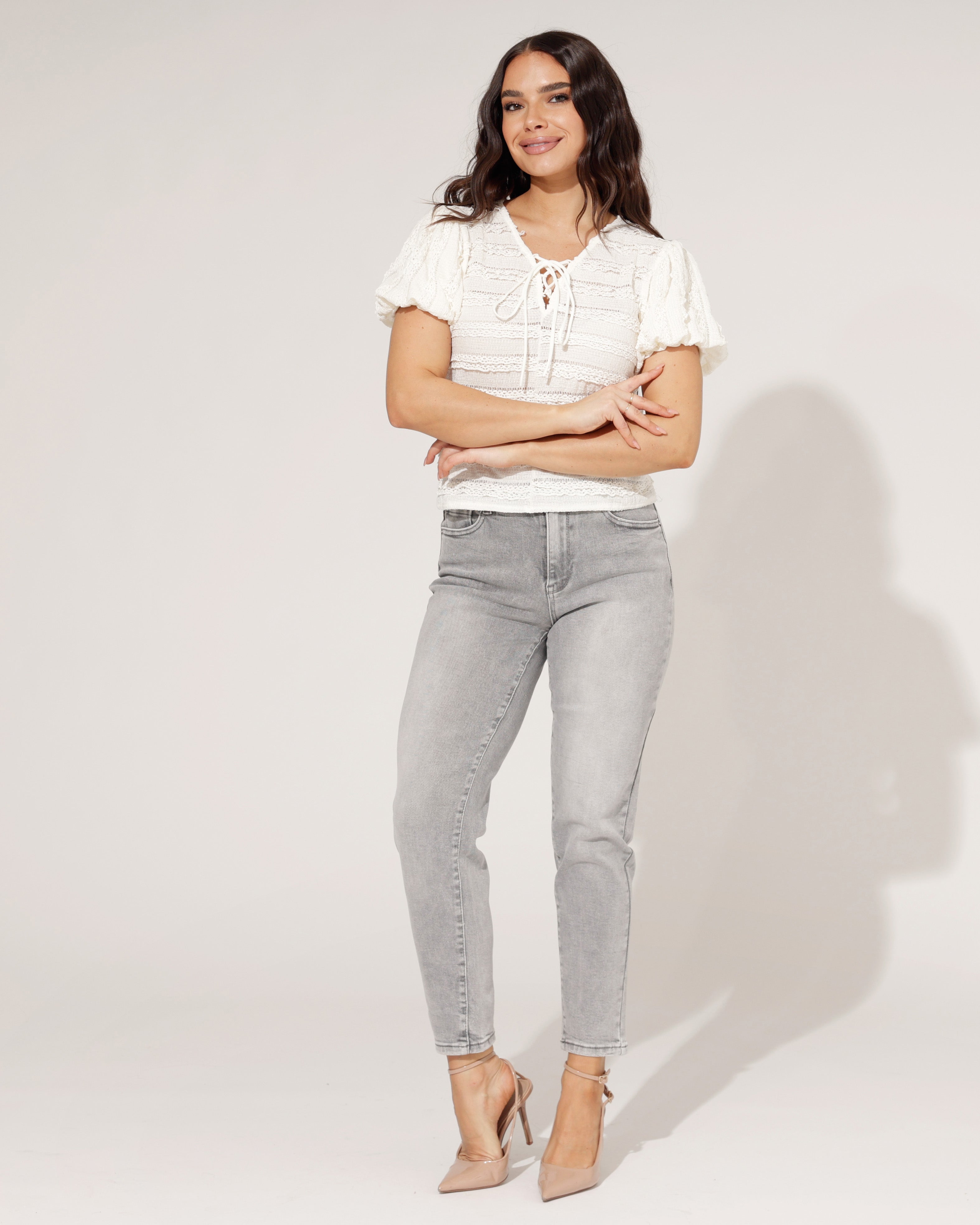 Laulia | Mom fit jeans Moma-34 Grijs
