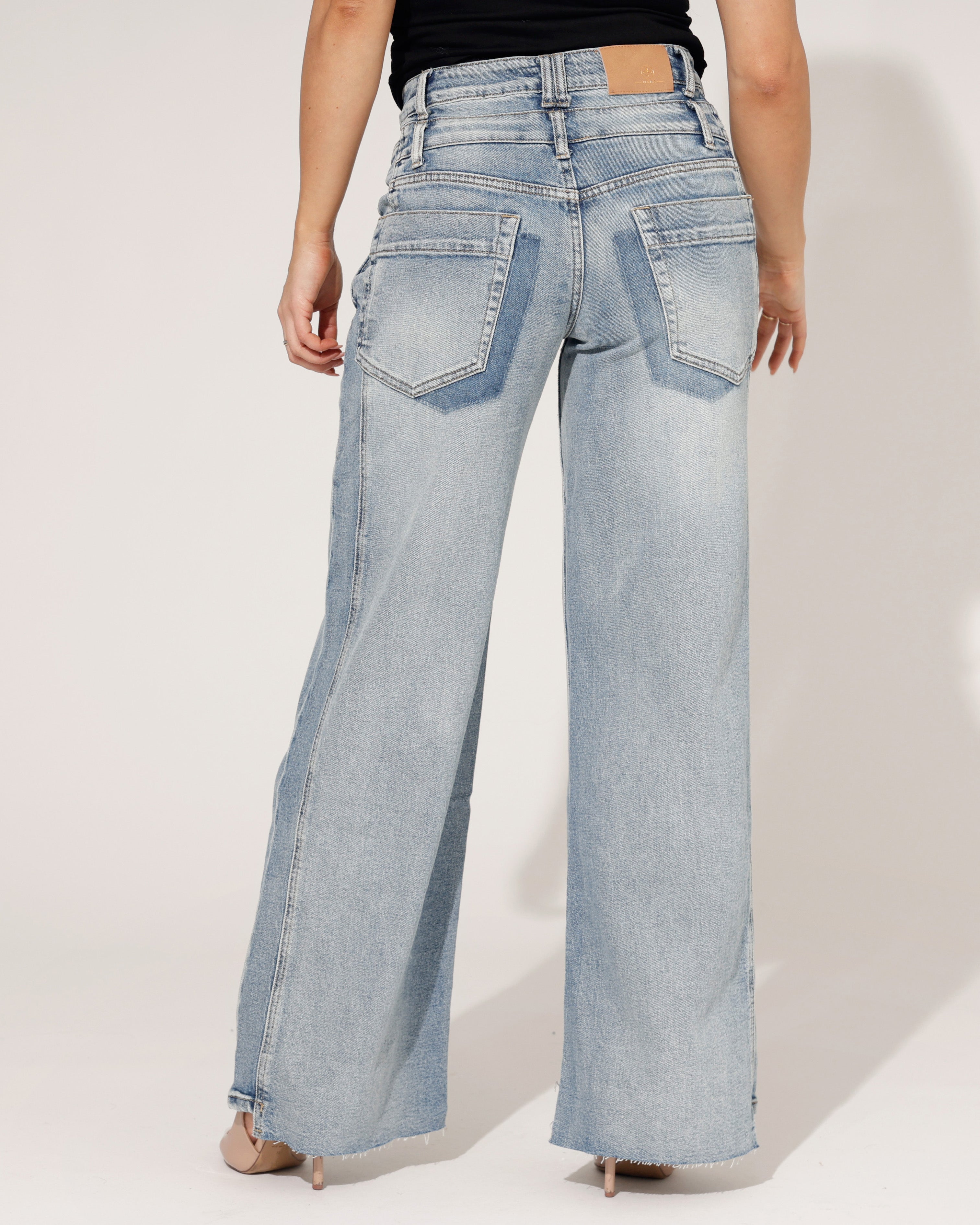 Toxik | Wide leg jeans, double effect L21299 Blauw