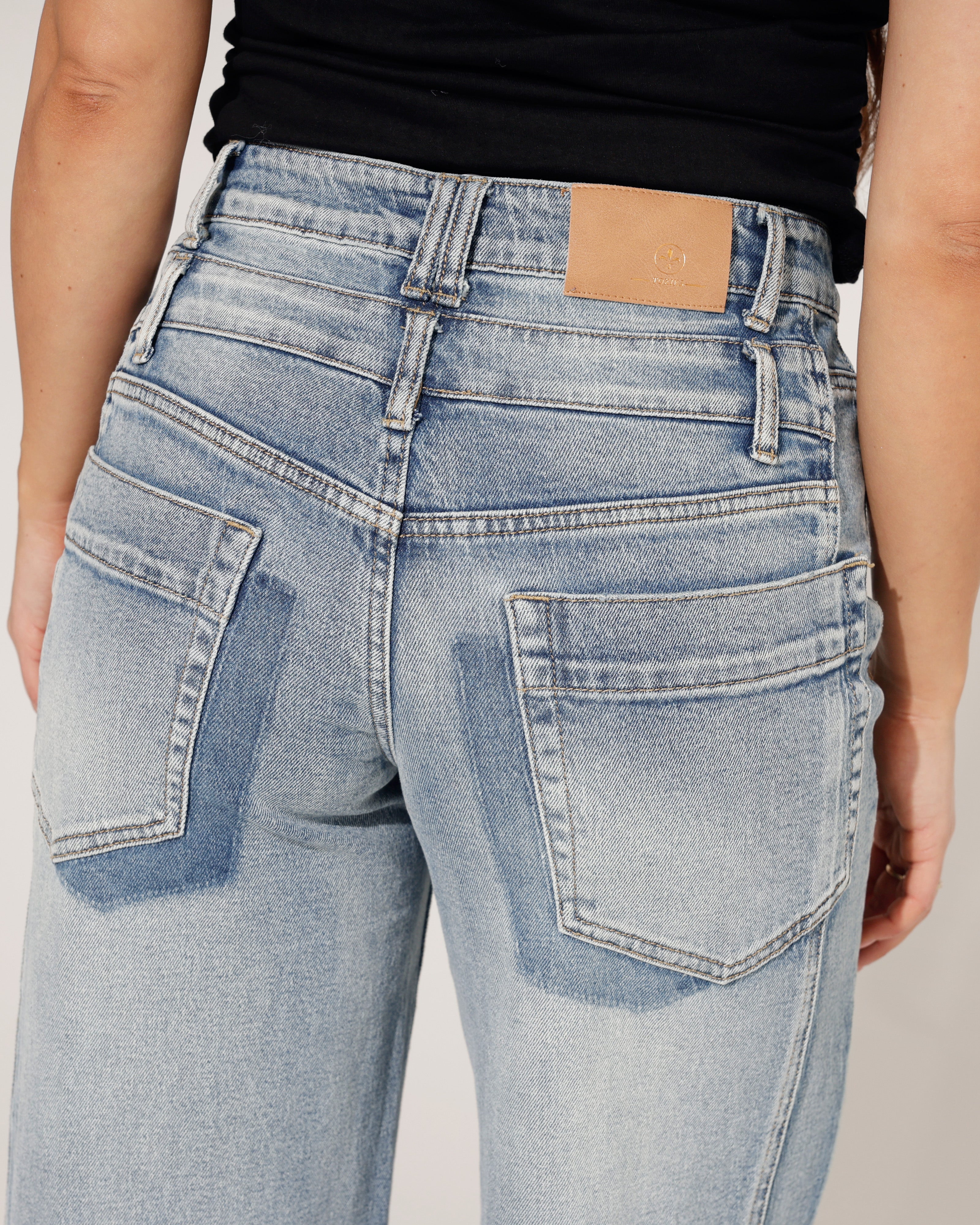 Toxik | Wide leg jeans, double effect L21299 Blauw