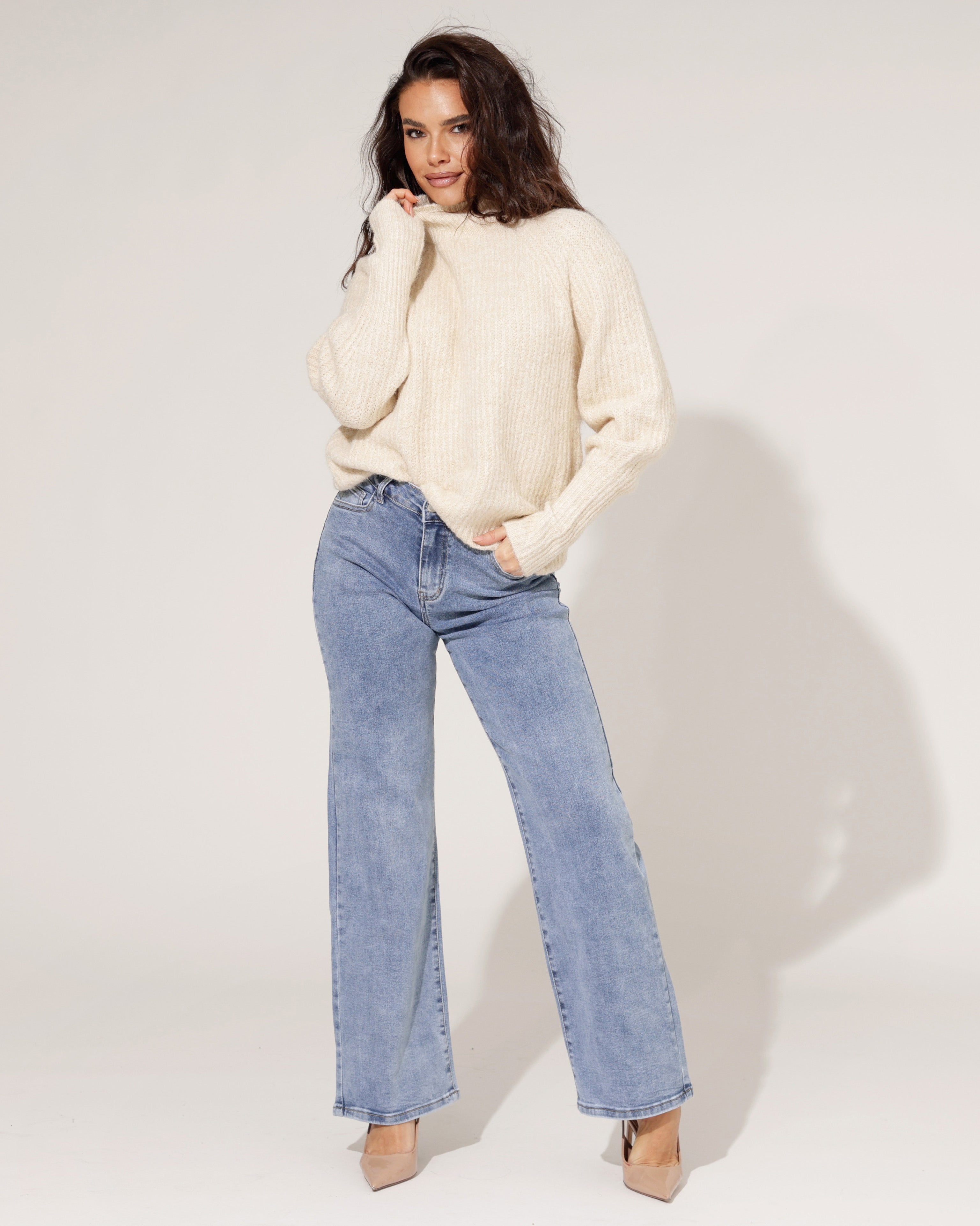 Hello Miss | Wide leg jeans (Super Stretch) Irith-2 Blauw