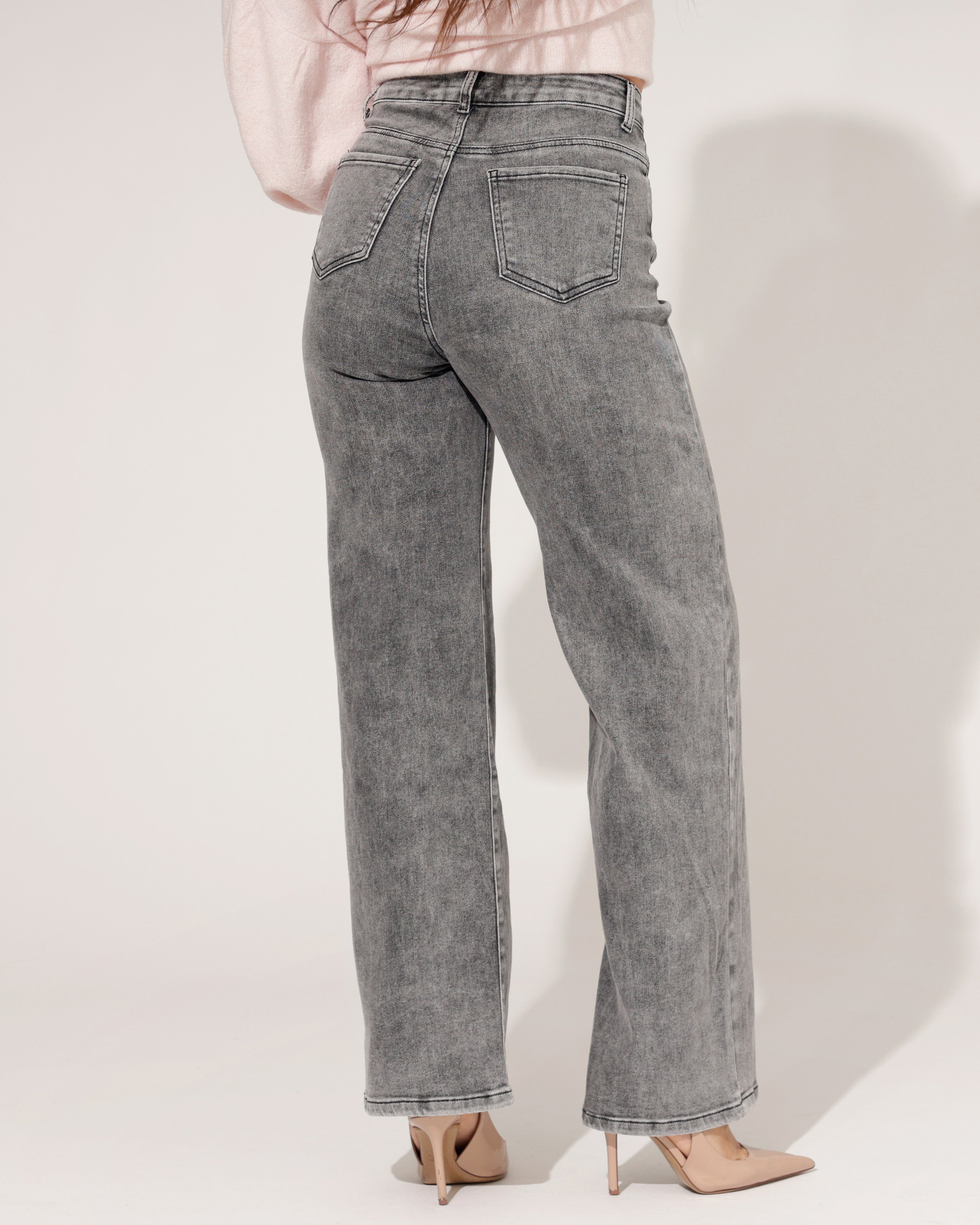 Goodies | Wide leg jeans Gisele Donkergrijs