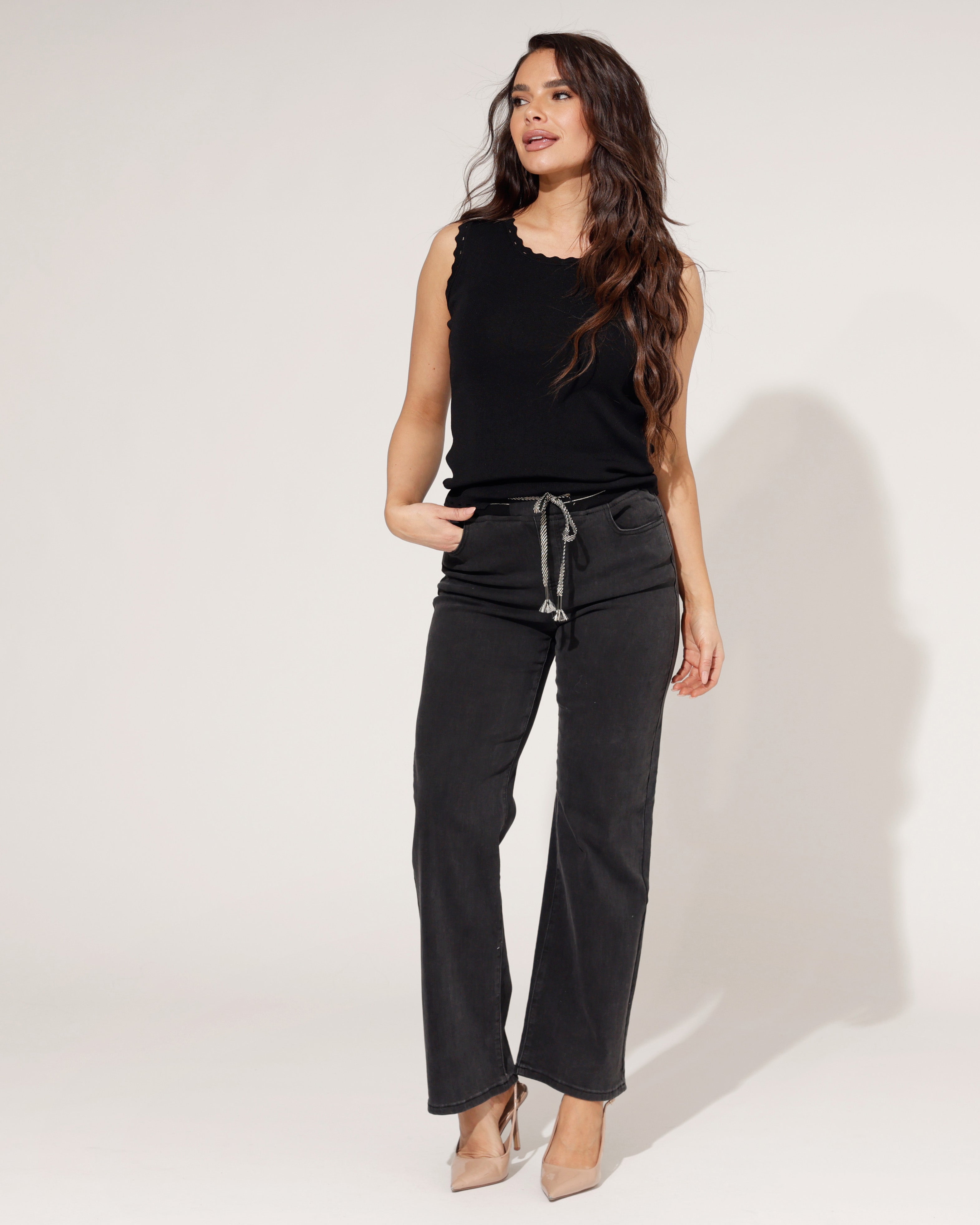 ZAC & ZOE | Jog-jeans Wide leg Mimi-HR Donkergrijs