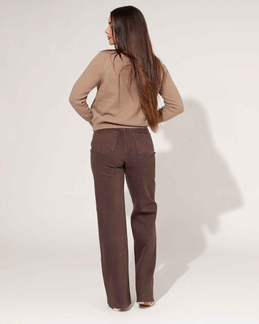 Queen Hearts | Wide leg jeans Nina-C Donkerbruin