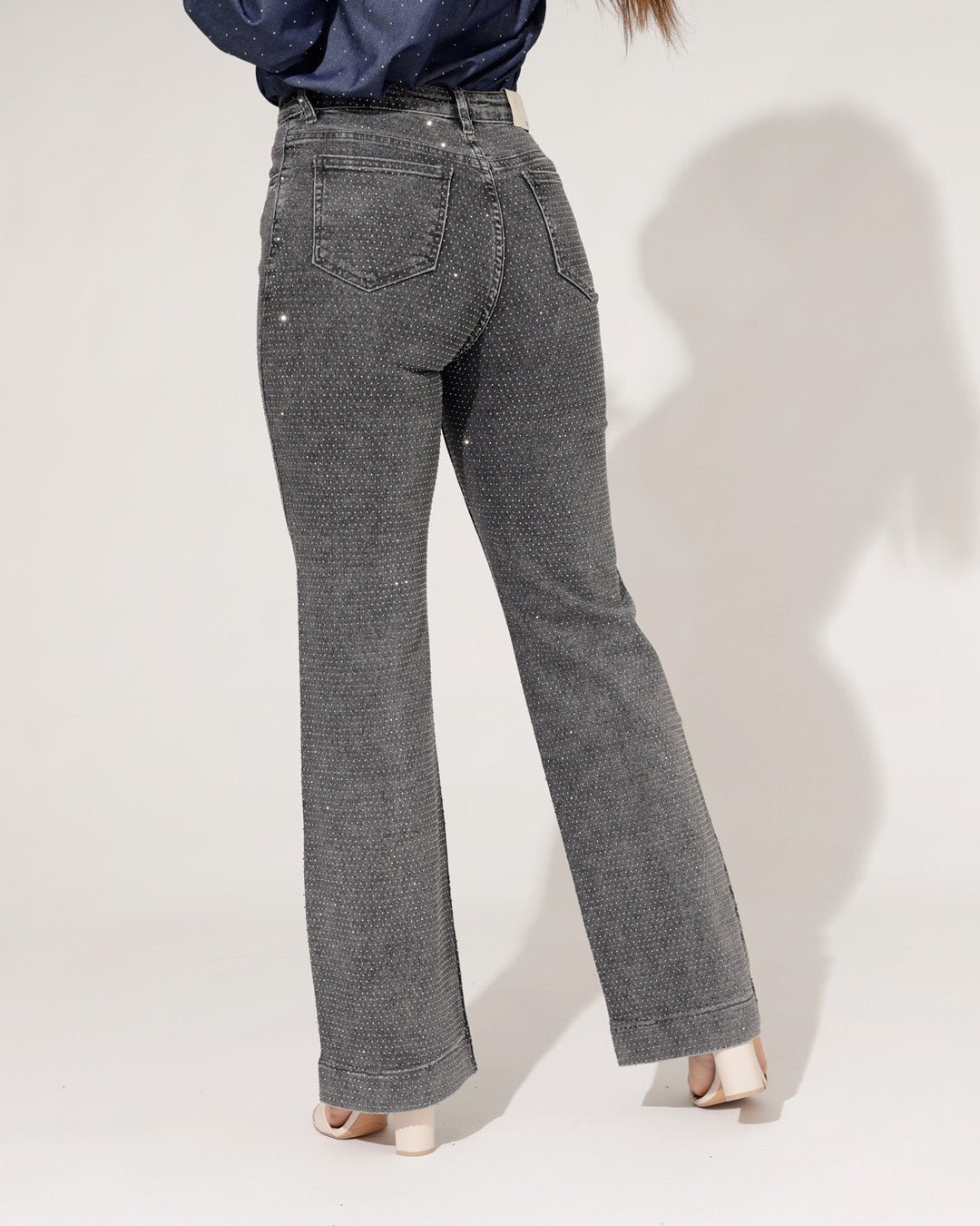 Folyrose | Wide leg jeans Jone Donkergrijs